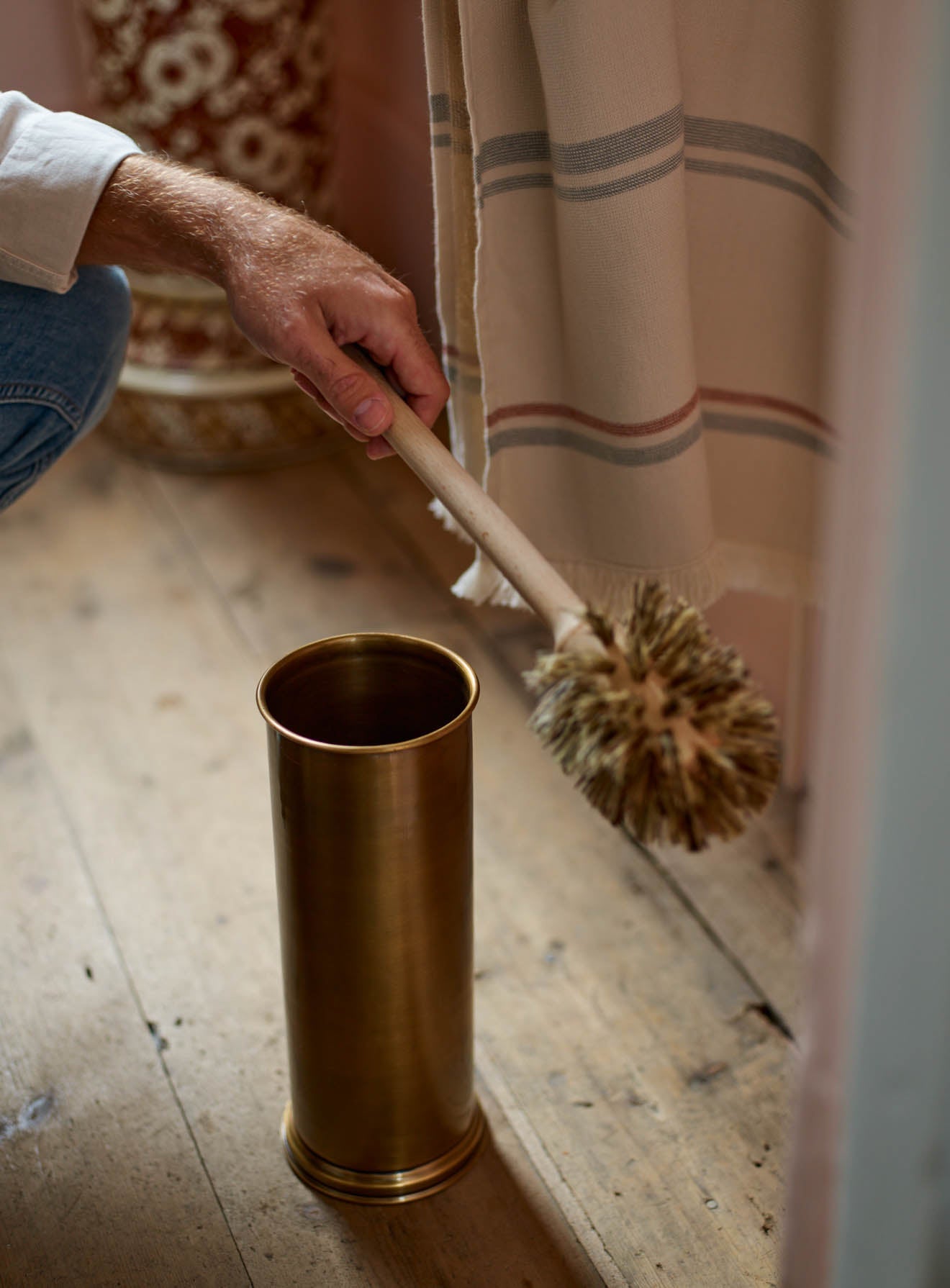 Bilton Toilet Brush Holder, Antique Brass