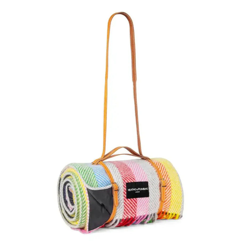 Heating & Plumbing London - Pure New Wool Waterproof Picnic Blanket - Rainbow