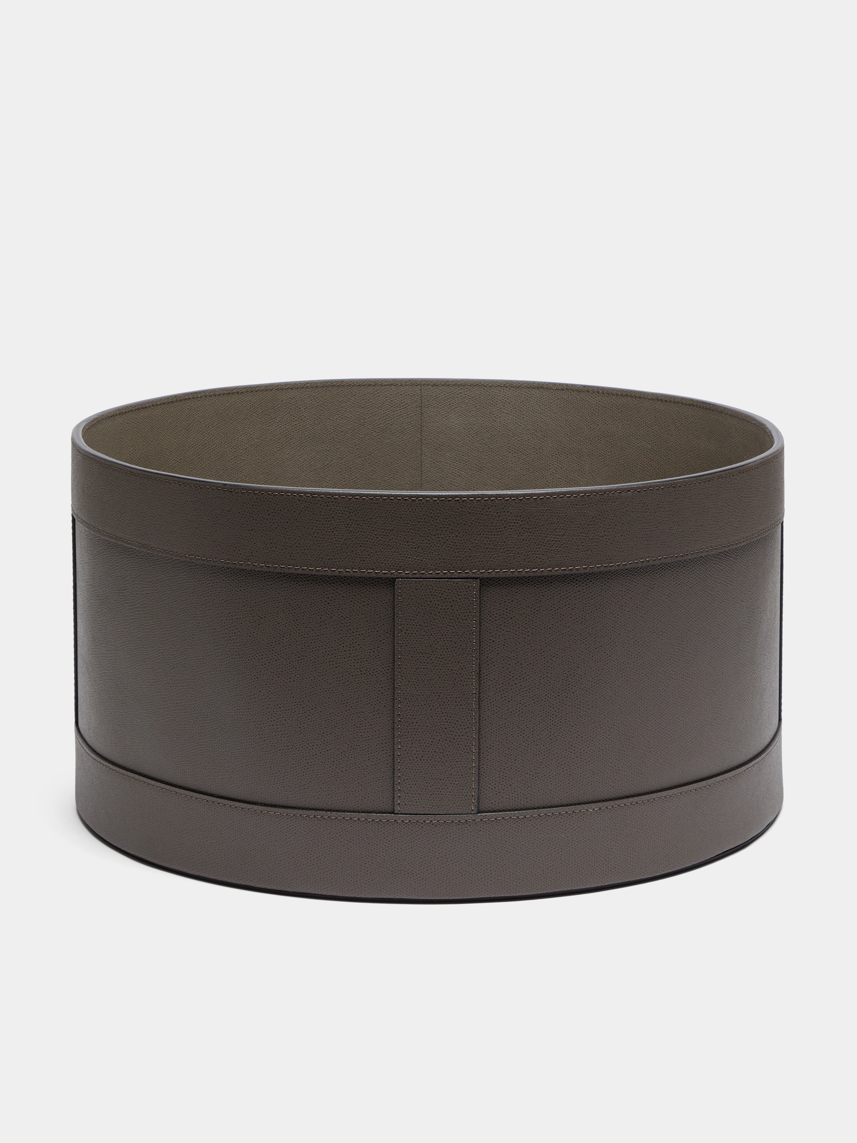 Leather Round Storage Basket