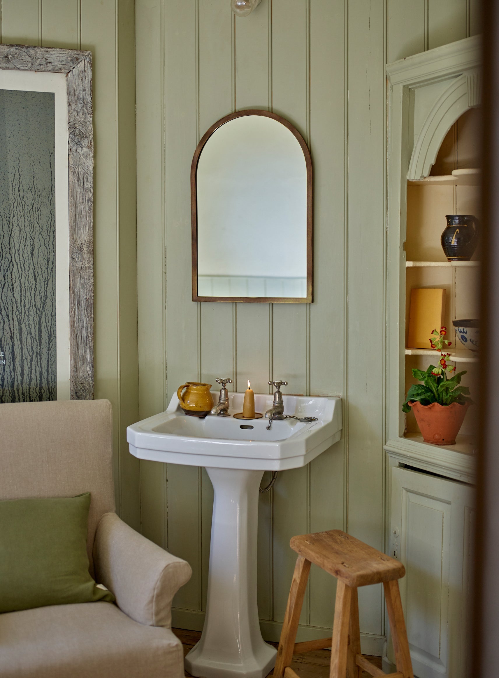 Aster Arched Mirror, Antique Brass