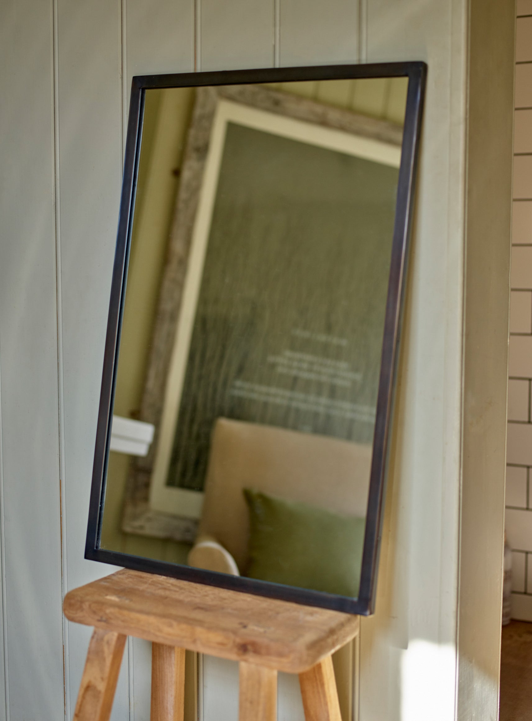 Aster Rectangular Mirror, Blackened Brass