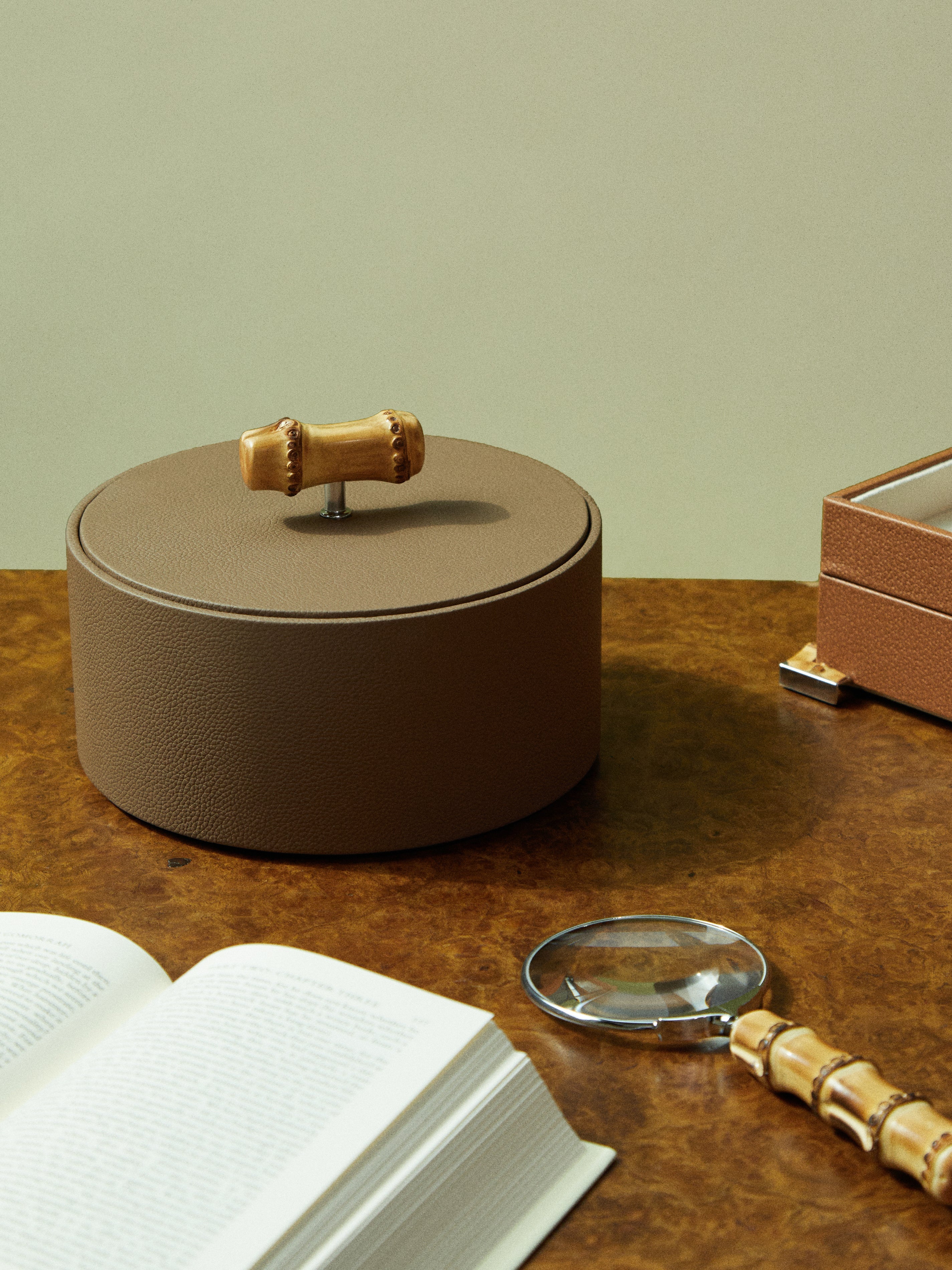 Bamboo and Leather Tidy