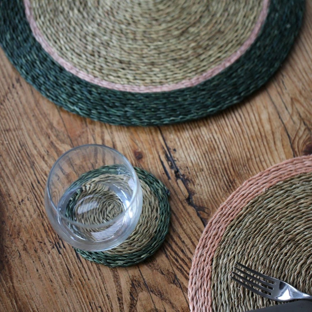 GONE RURAL Indigo Trim Lutindzi Grass Placemat: 28cm