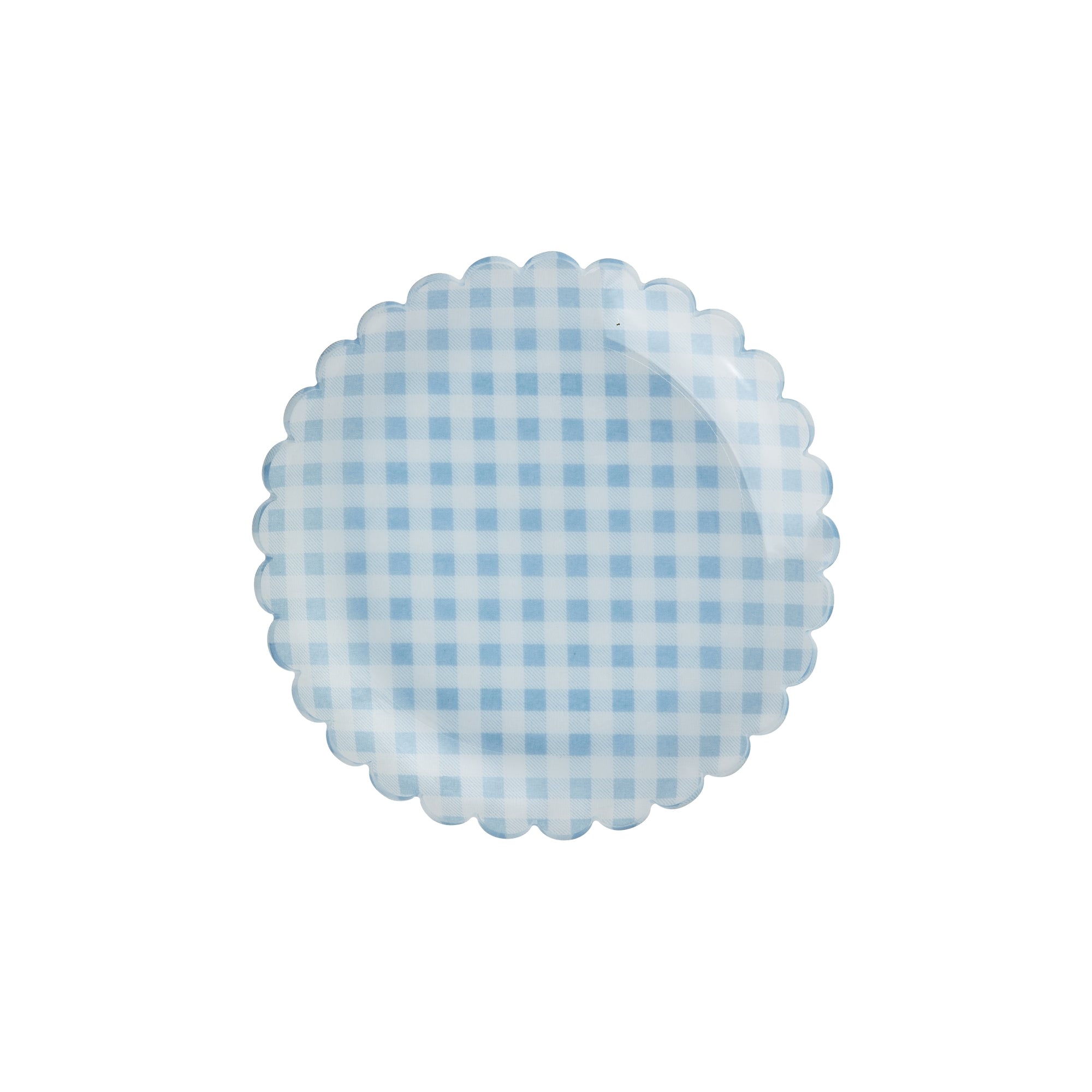 Acrylic Cake Plate with Soft Blue Checkers Fabric
