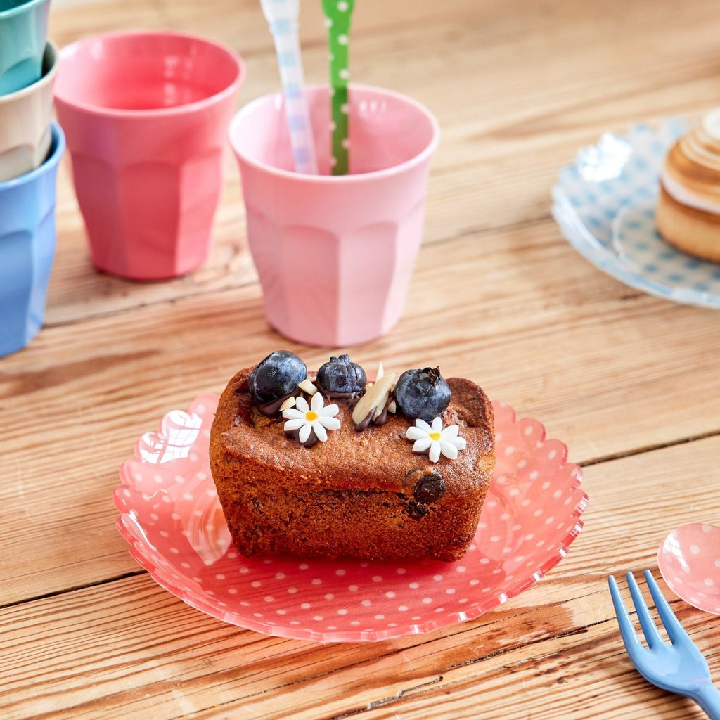 Acrylic Cake Plate with Coral Dots Fabric