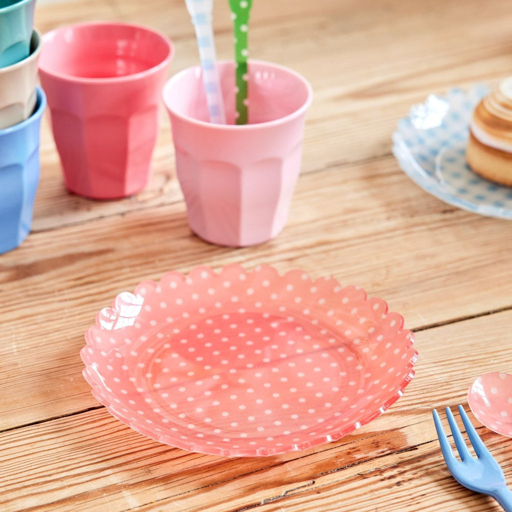 Acrylic Cake Plate with Coral Dots Fabric