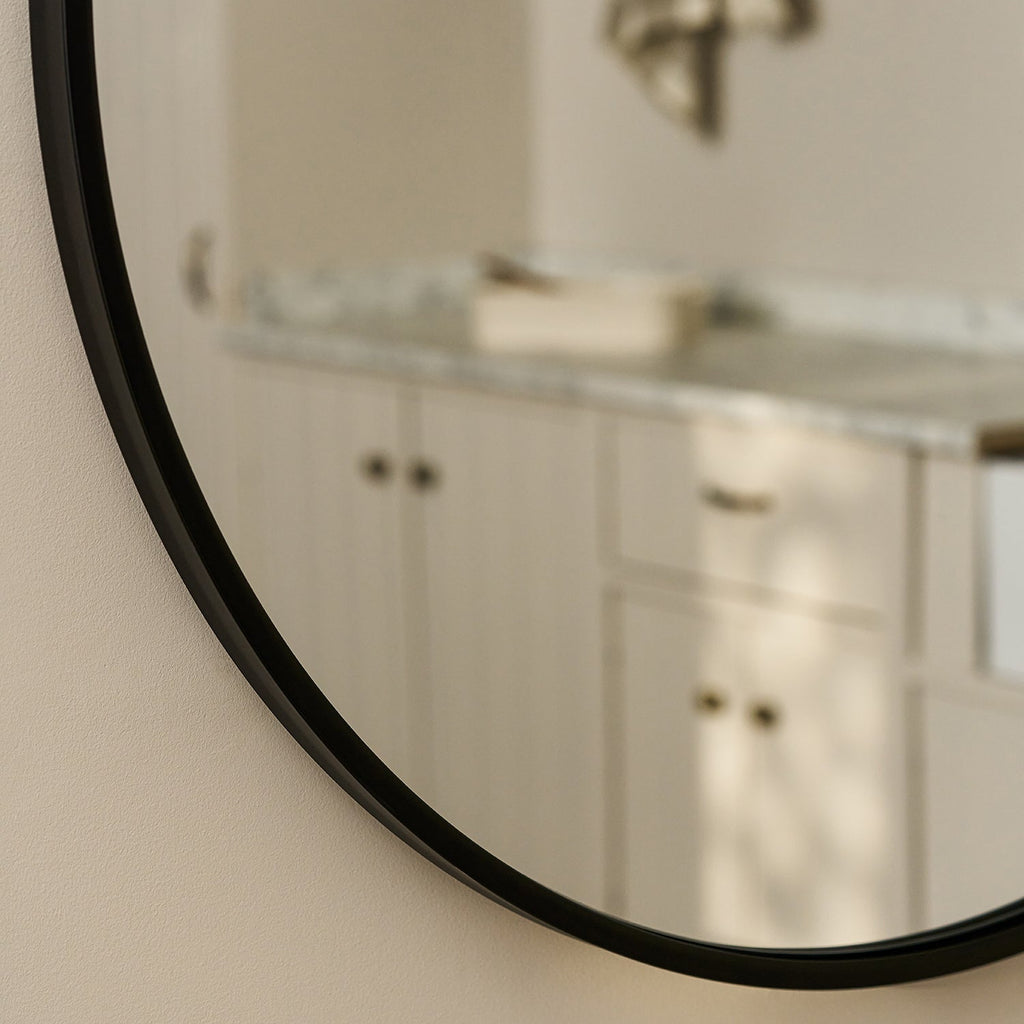 Somerby Black Round Rim Mirror