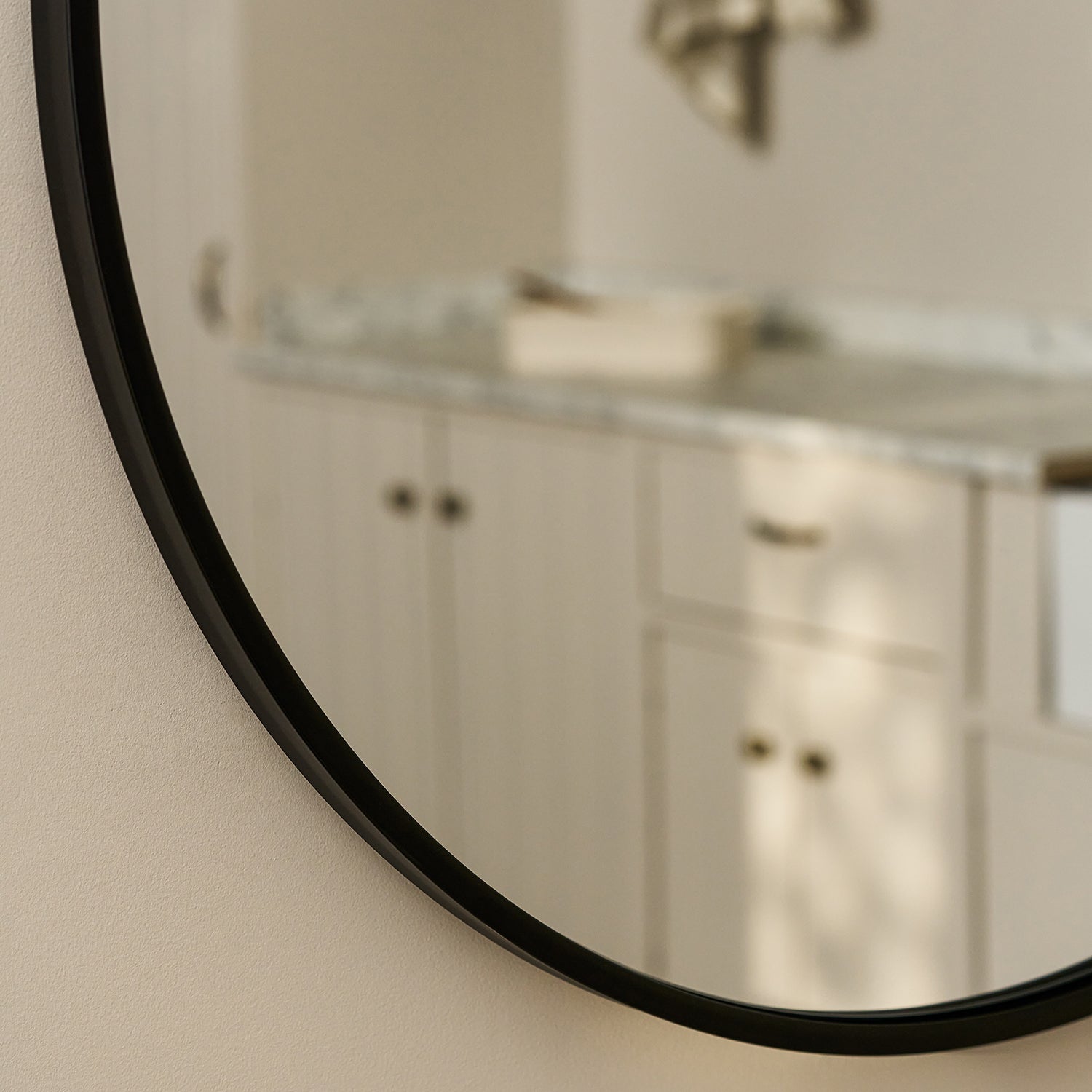 Somerby Black Round Rim Mirror