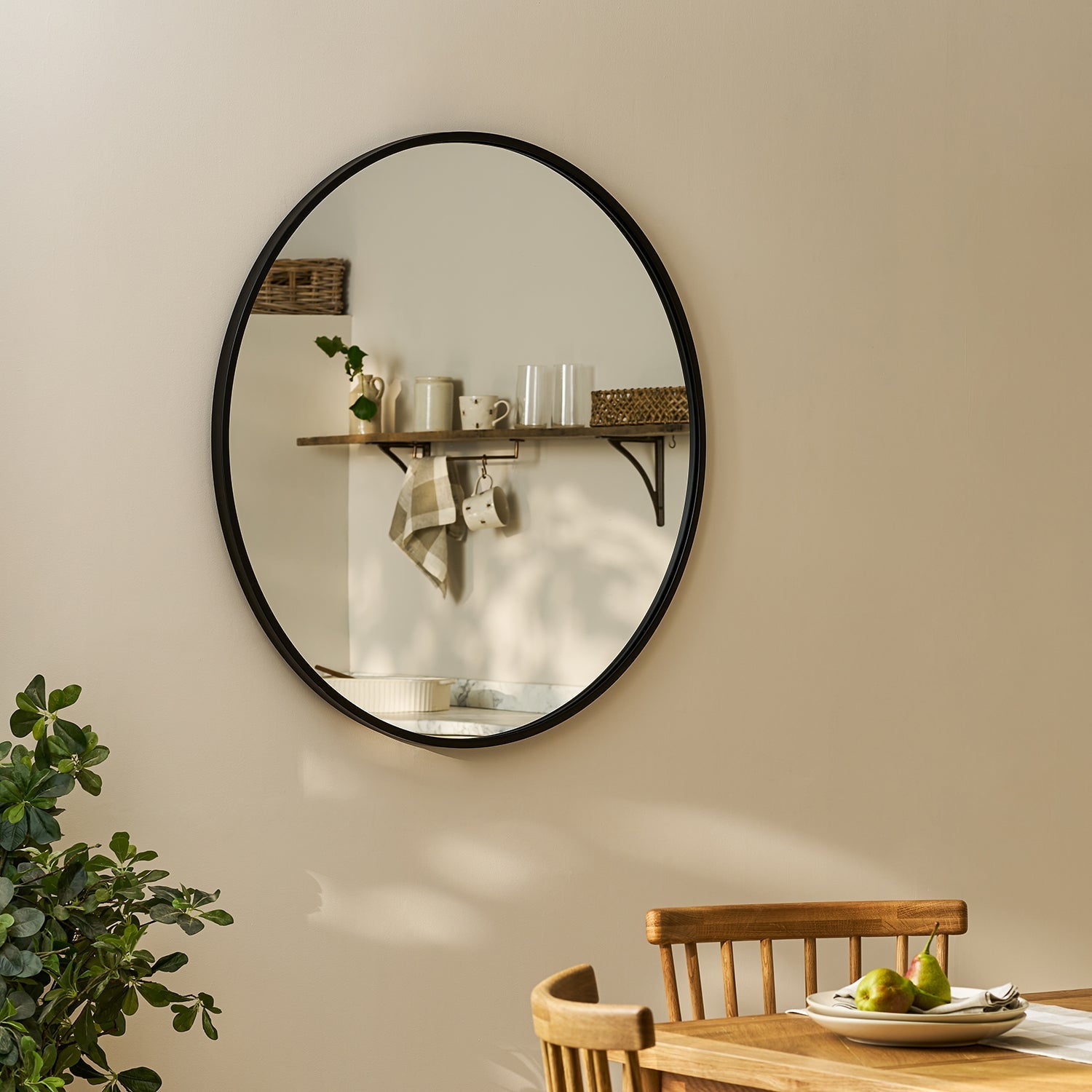 Somerby Black Round Rim Mirror