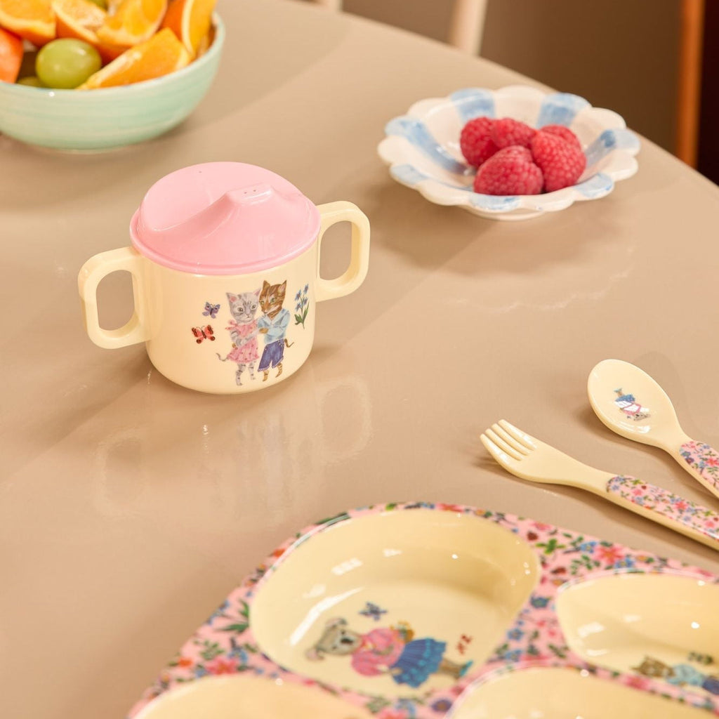 Melamine 2 Handle Baby Cup with Nathalie Lété Print - Pink - 250 ml