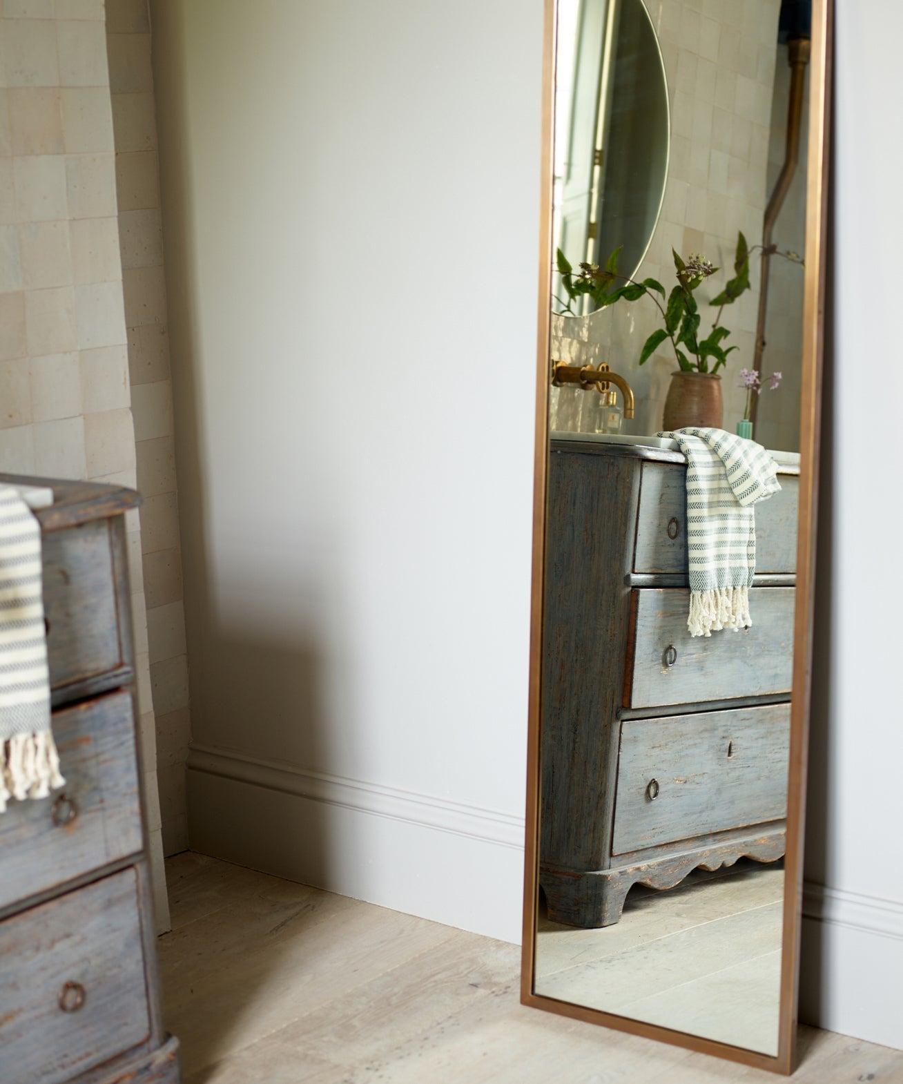 Balcombe Full Length Mirror, Antique Brass