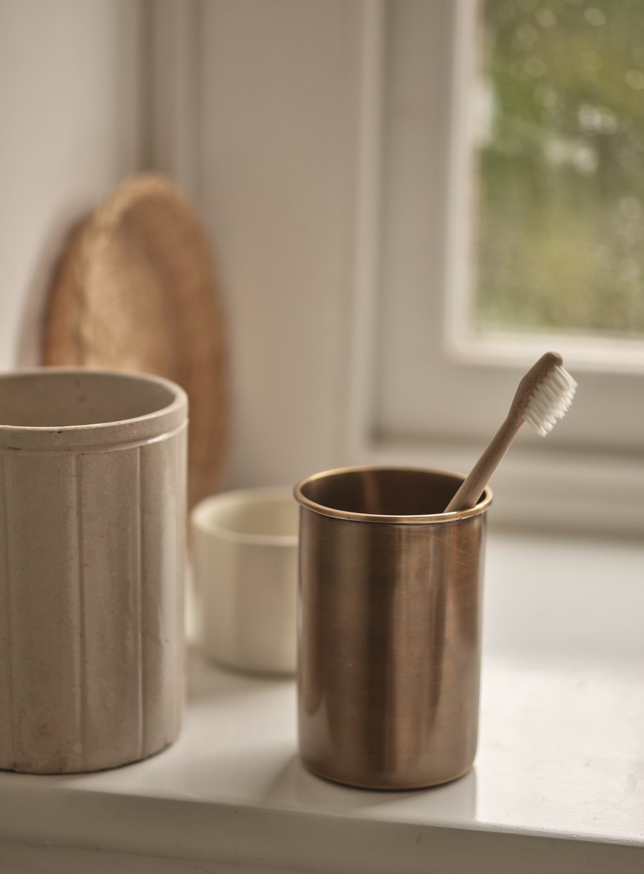 Bilton Toothbrush Holder, Antique Brass