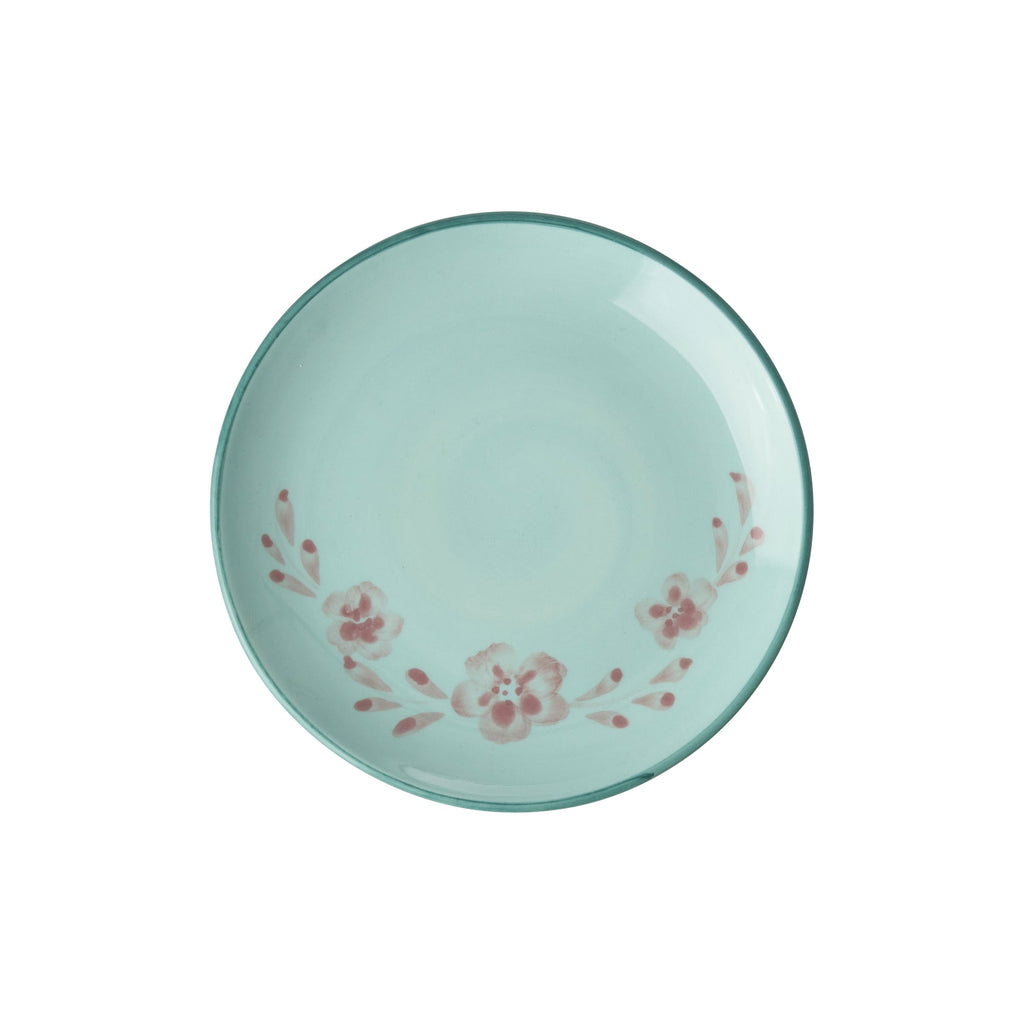 Ceramic Cake Plate with Hand-painted Flower Vine