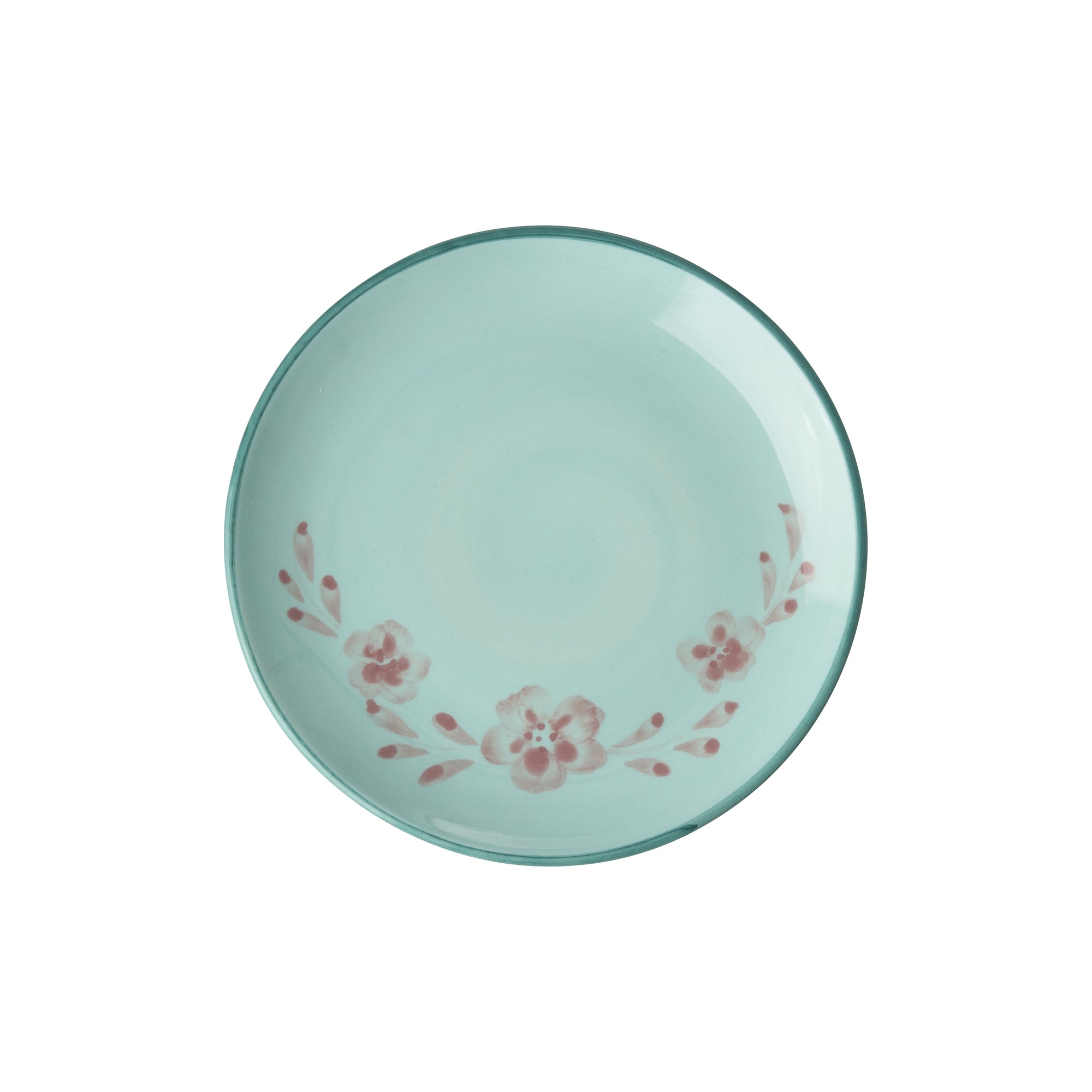 Ceramic Cake Plate with Hand-painted Flower Vine