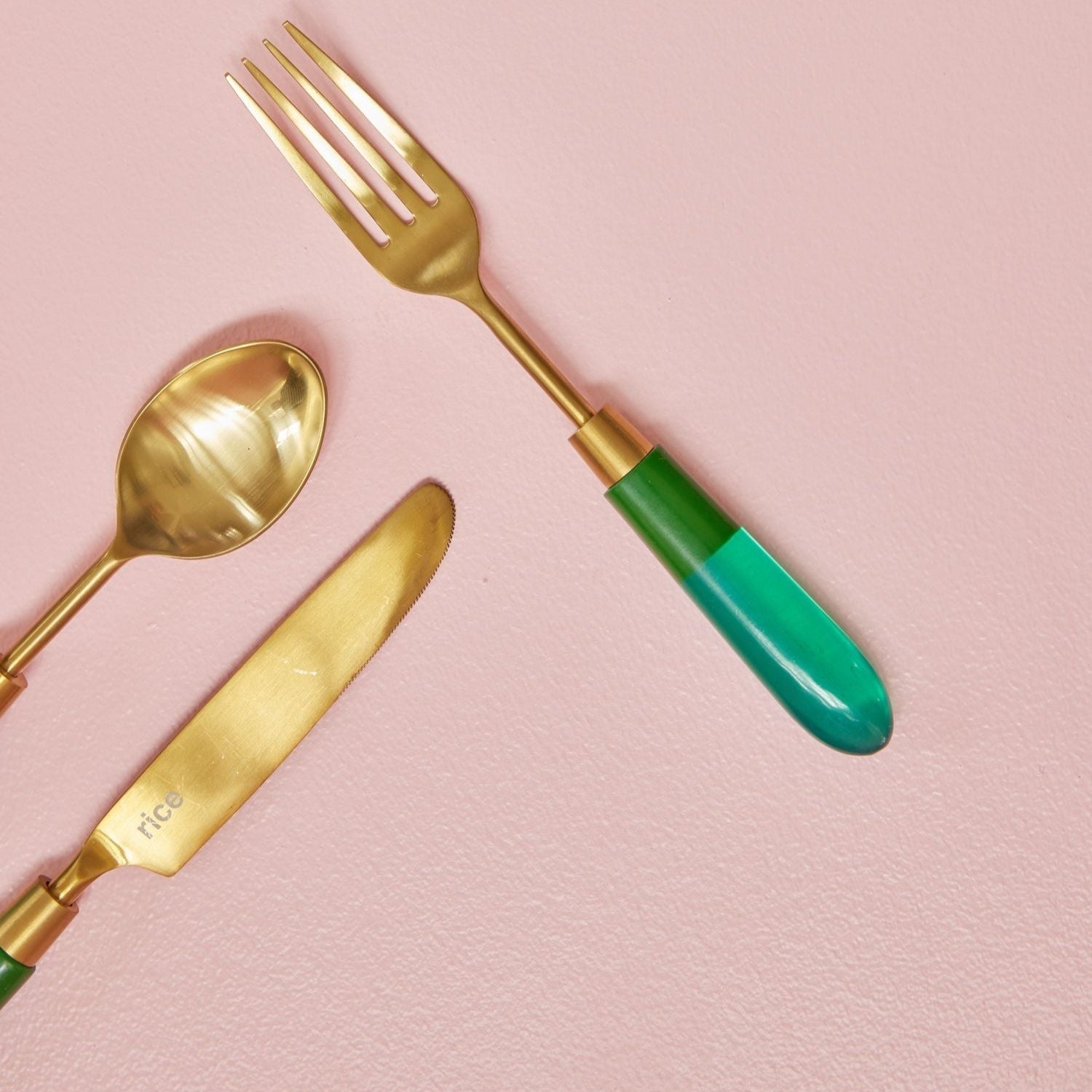 Stainless Steel Fork with Green Resin Handle