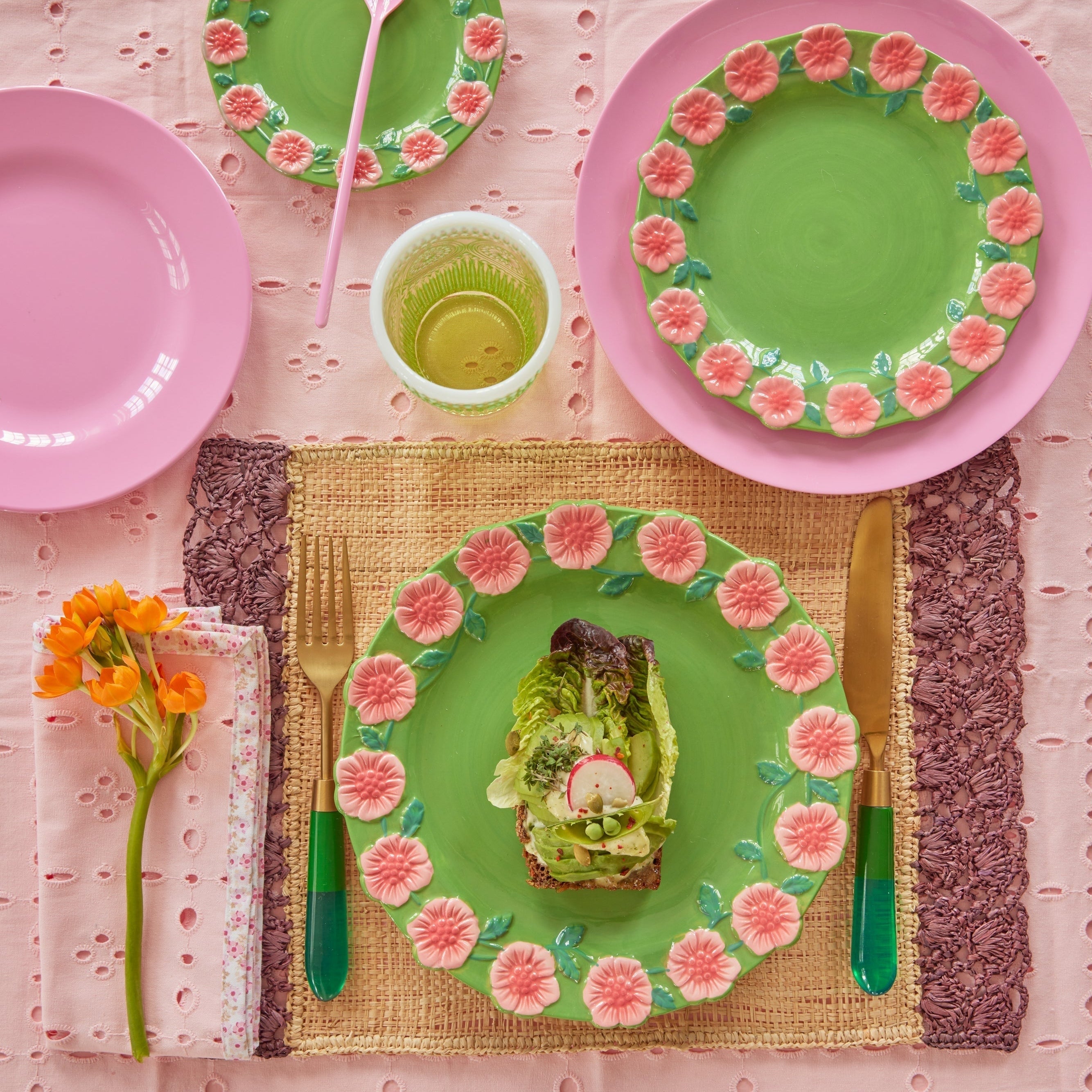 Stainless Steel Fork with Green Resin Handle