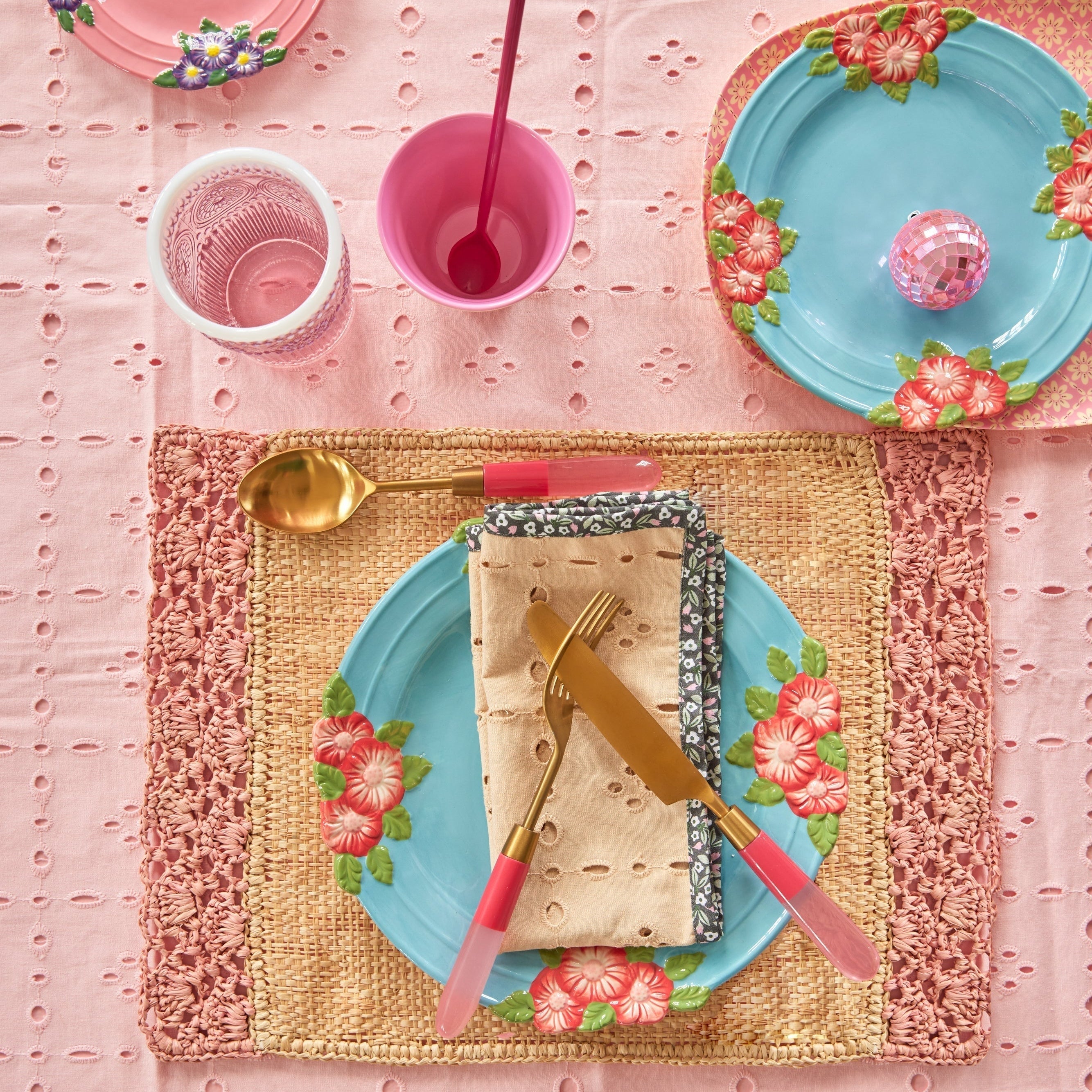 Stainless Steel Fork with Pink Resin Handle