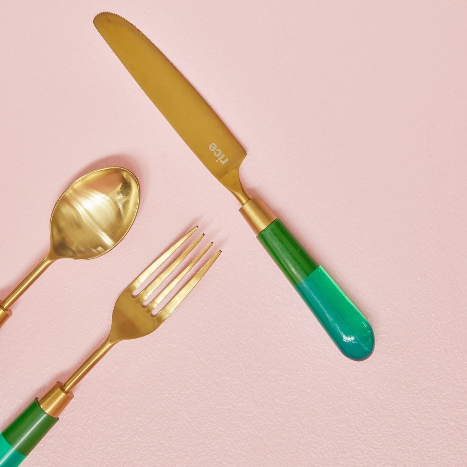 Stainless Steel Knife with Green Resin Handle