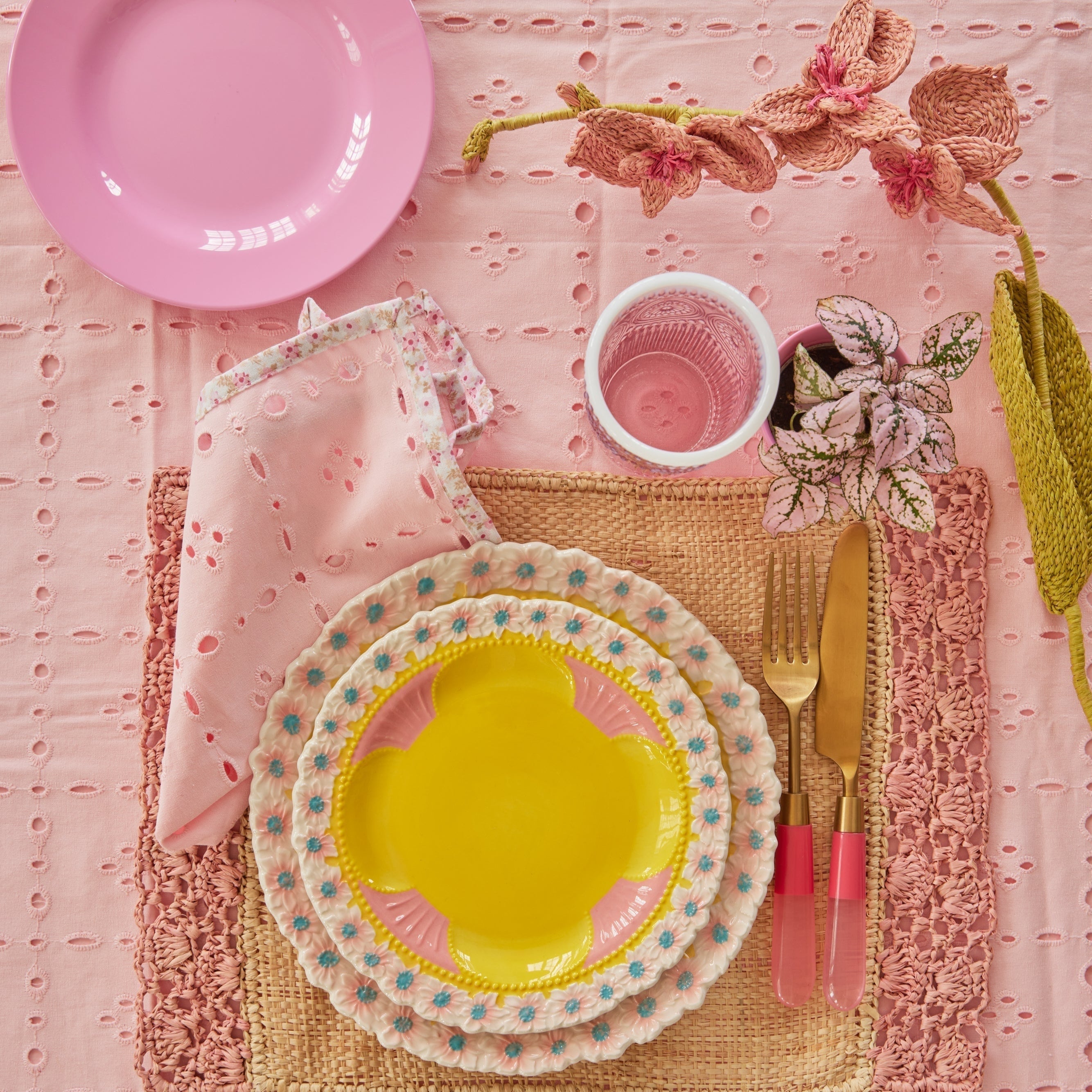 Stainless Steel Knife with Pink Resin Handle