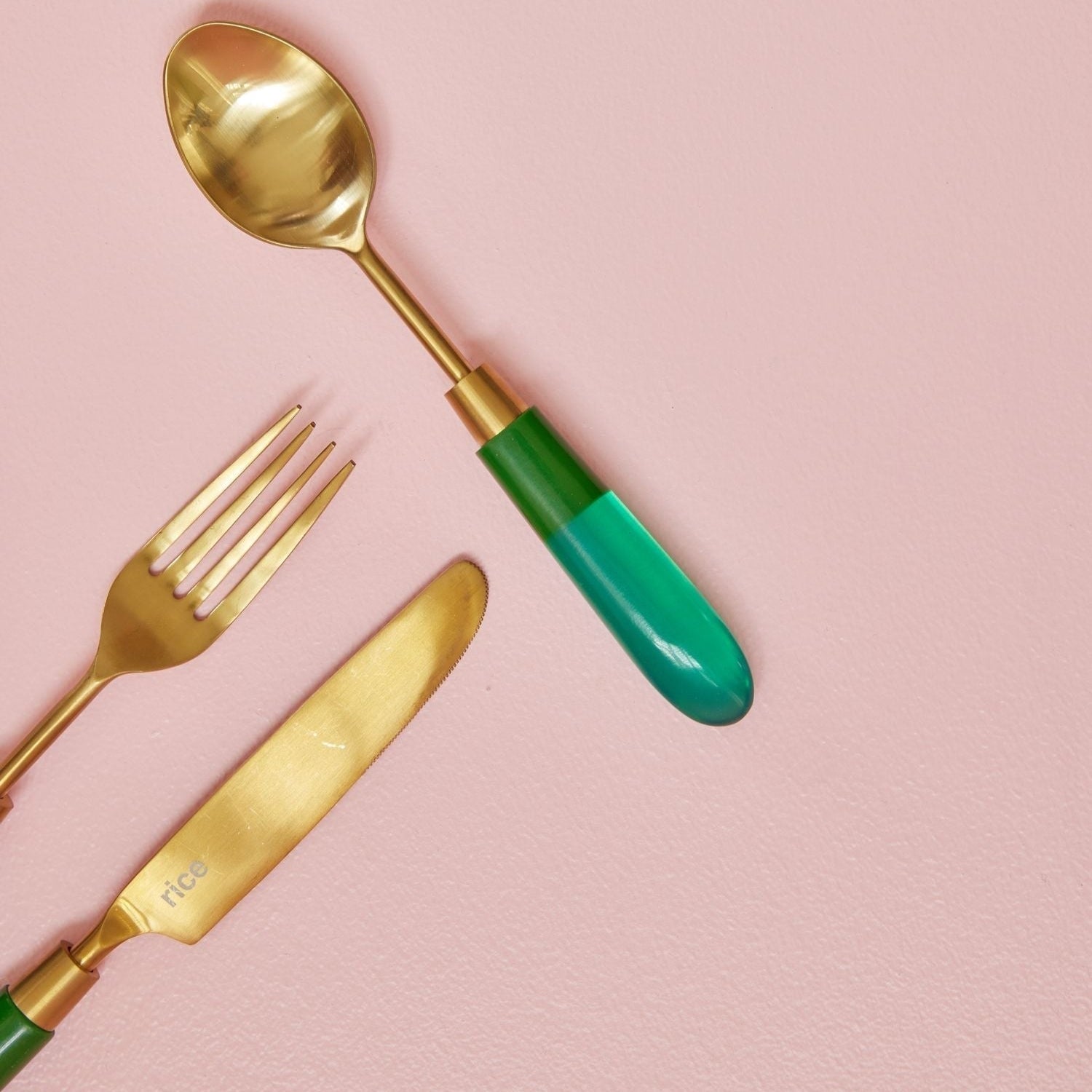 Stainless Steel Spoon with Green Resin Handle