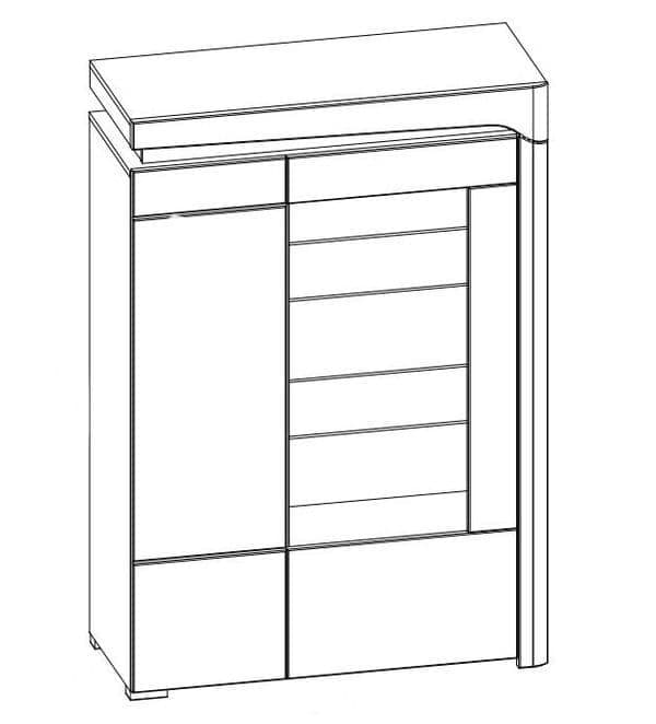 Cad Oak Effect and White Gloss Low Wide Display Cabinet