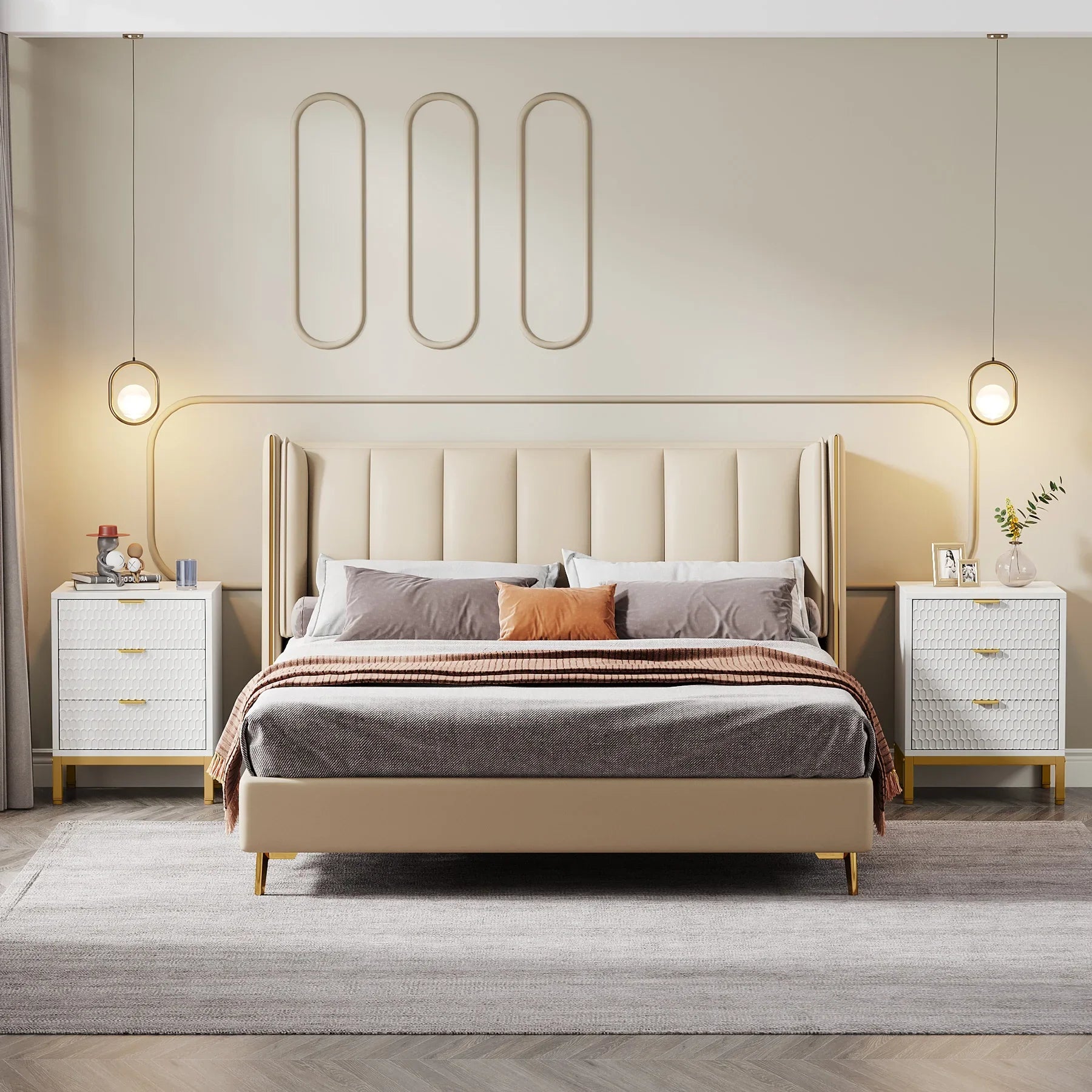 Diantha White Textured Modern Bed Side Table