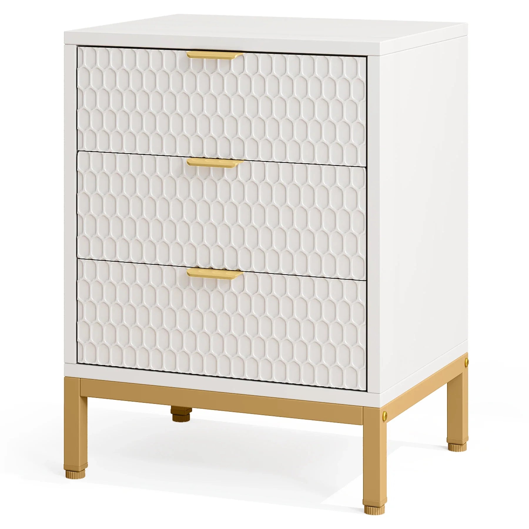 Diantha White Textured Modern Bed Side Table