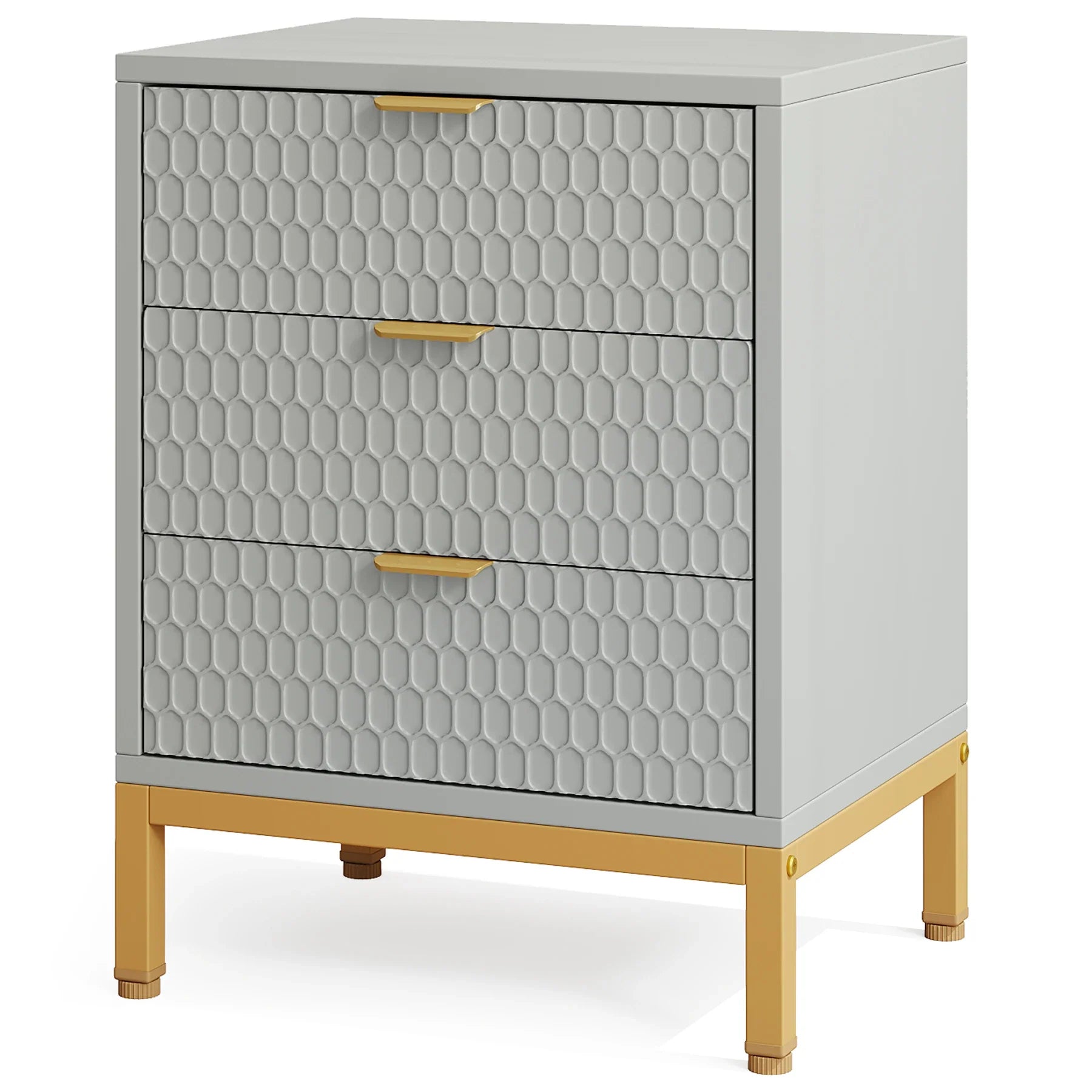 Diantha White Textured Modern Bed Side Table