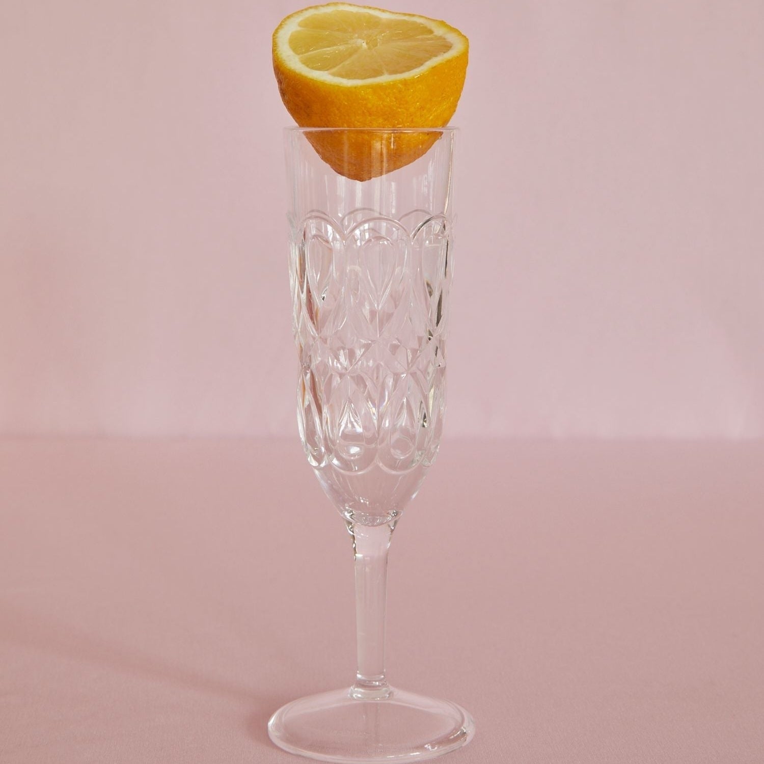 Acrylic Champagne Glass with Swirly Embossed Detail - Clear - 200 ml