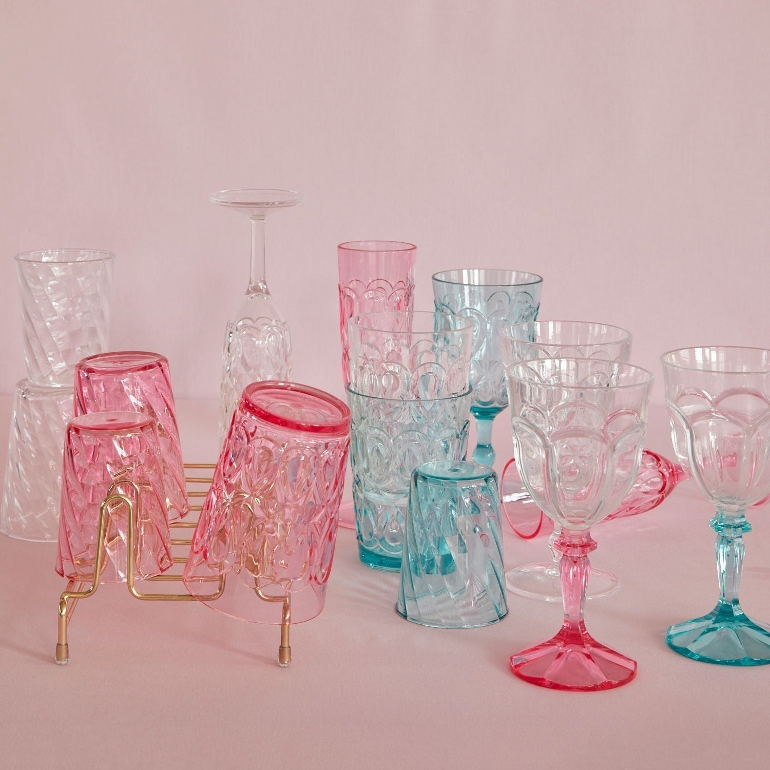 Acrylic Champagne Glass with Swirly Embossed Detail - Clear - 200 ml