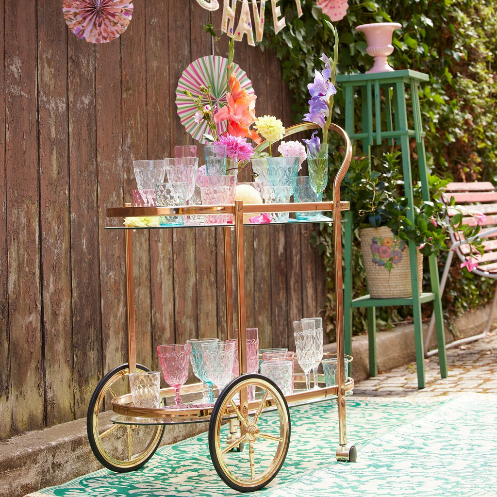 Acrylic Champagne Glass with Swirly Embossed Detail - Clear - 200 ml