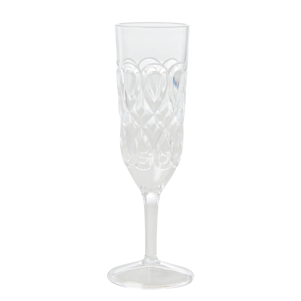 Acrylic Champagne Glass with Swirly Embossed Detail - Clear - 200 ml