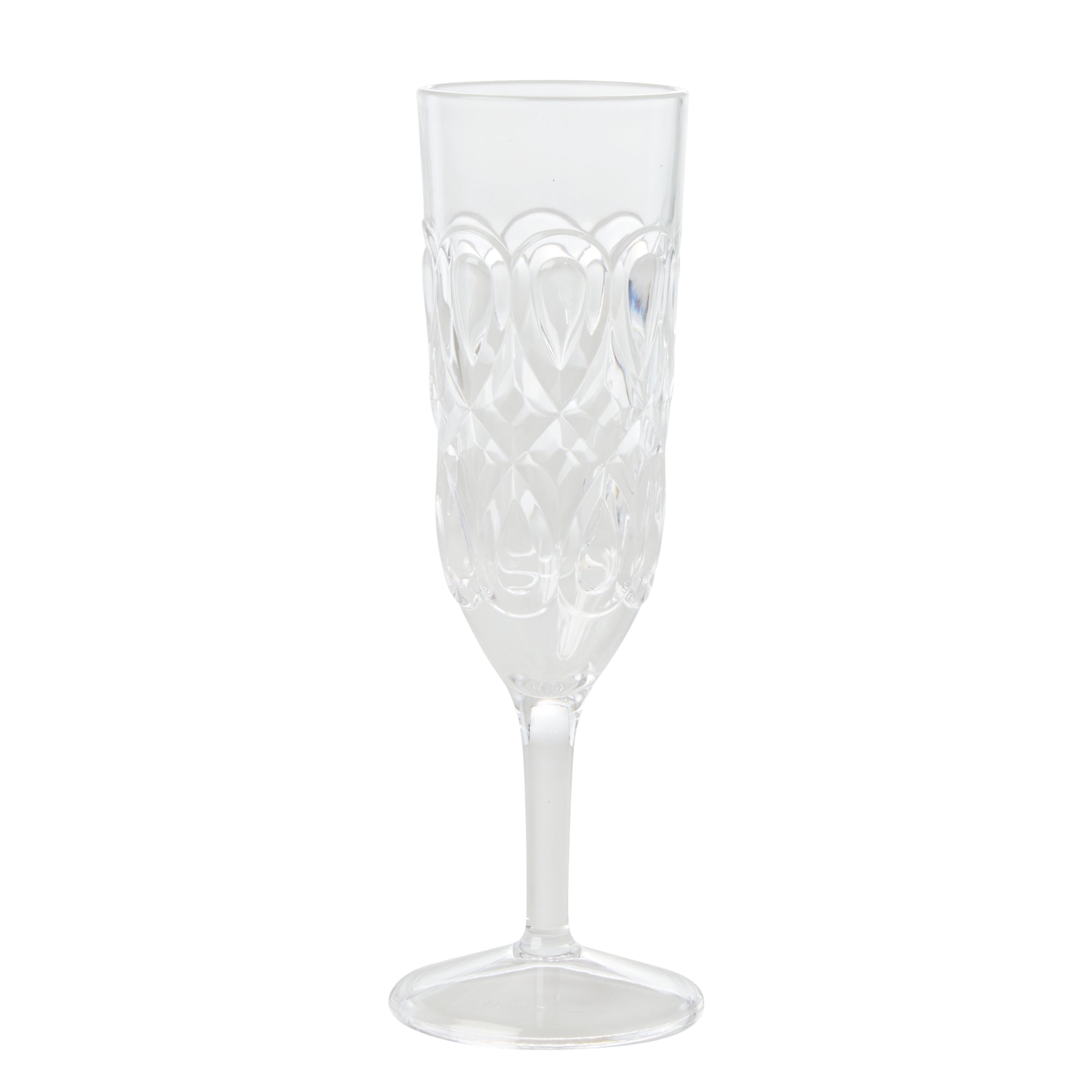 Acrylic Champagne Glass with Swirly Embossed Detail - Clear - 200 ml