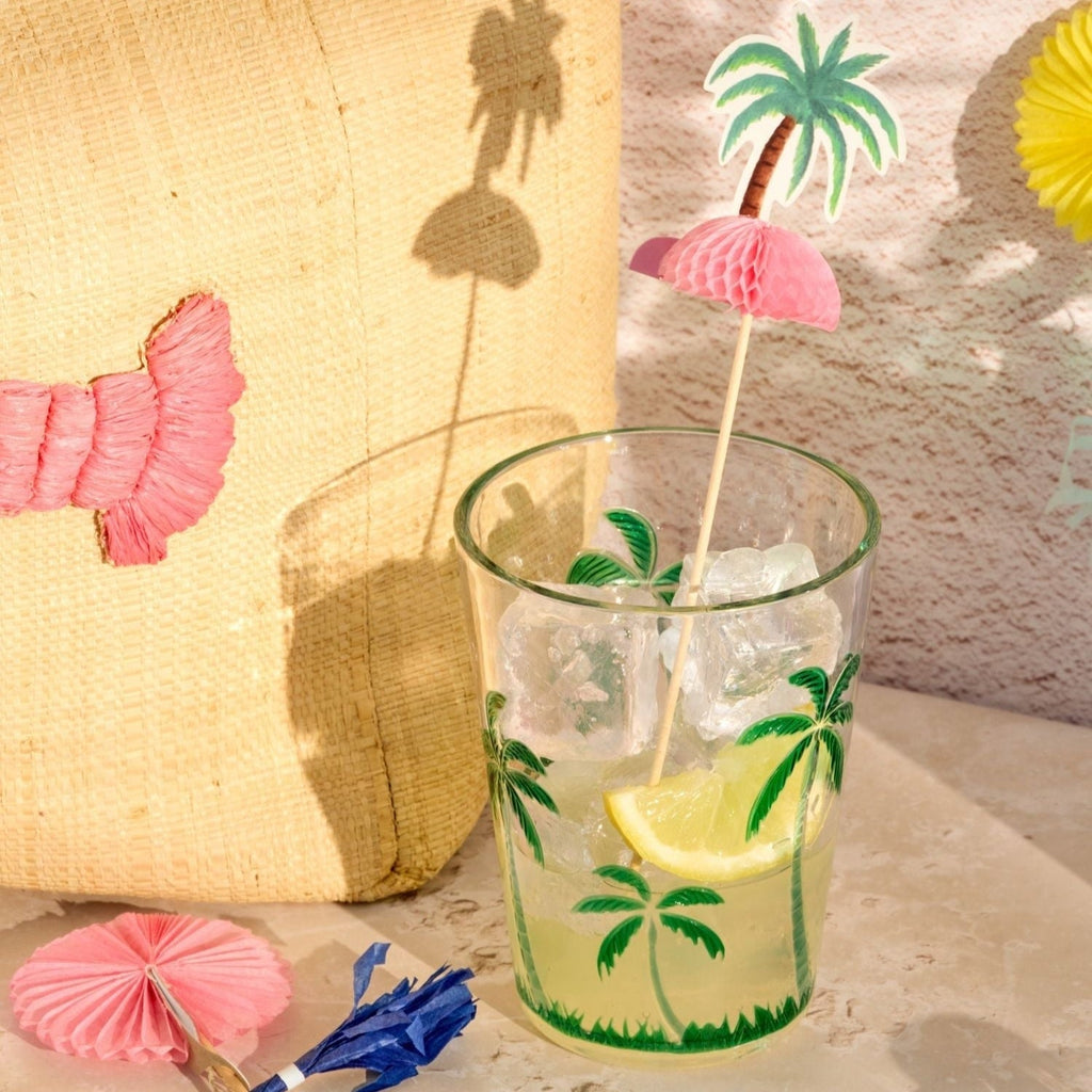 Acrylic Tumbler with Palm Tree Design - Clear - 400 ml