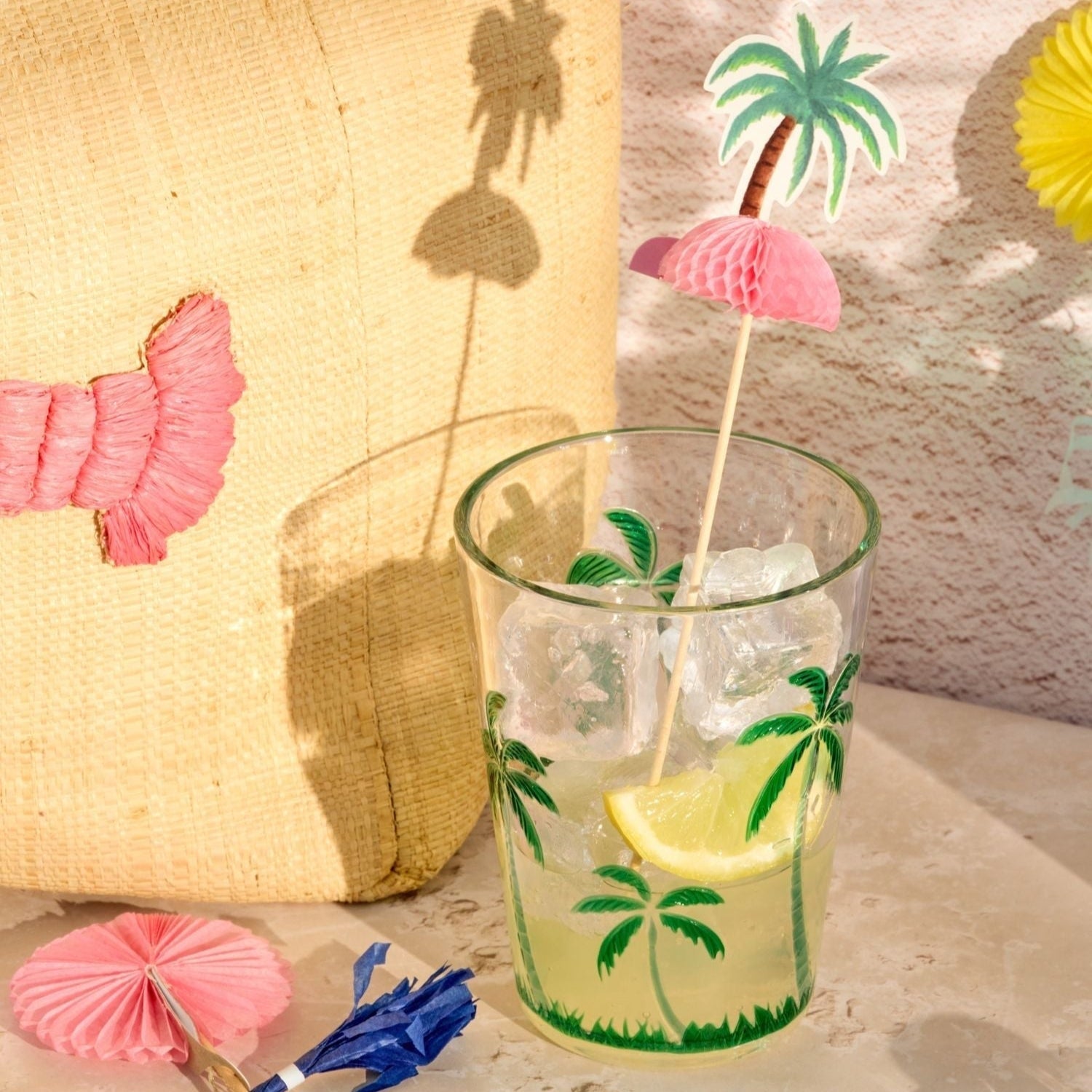 Acrylic Tumbler with Palm Tree Design - Clear - 400 ml