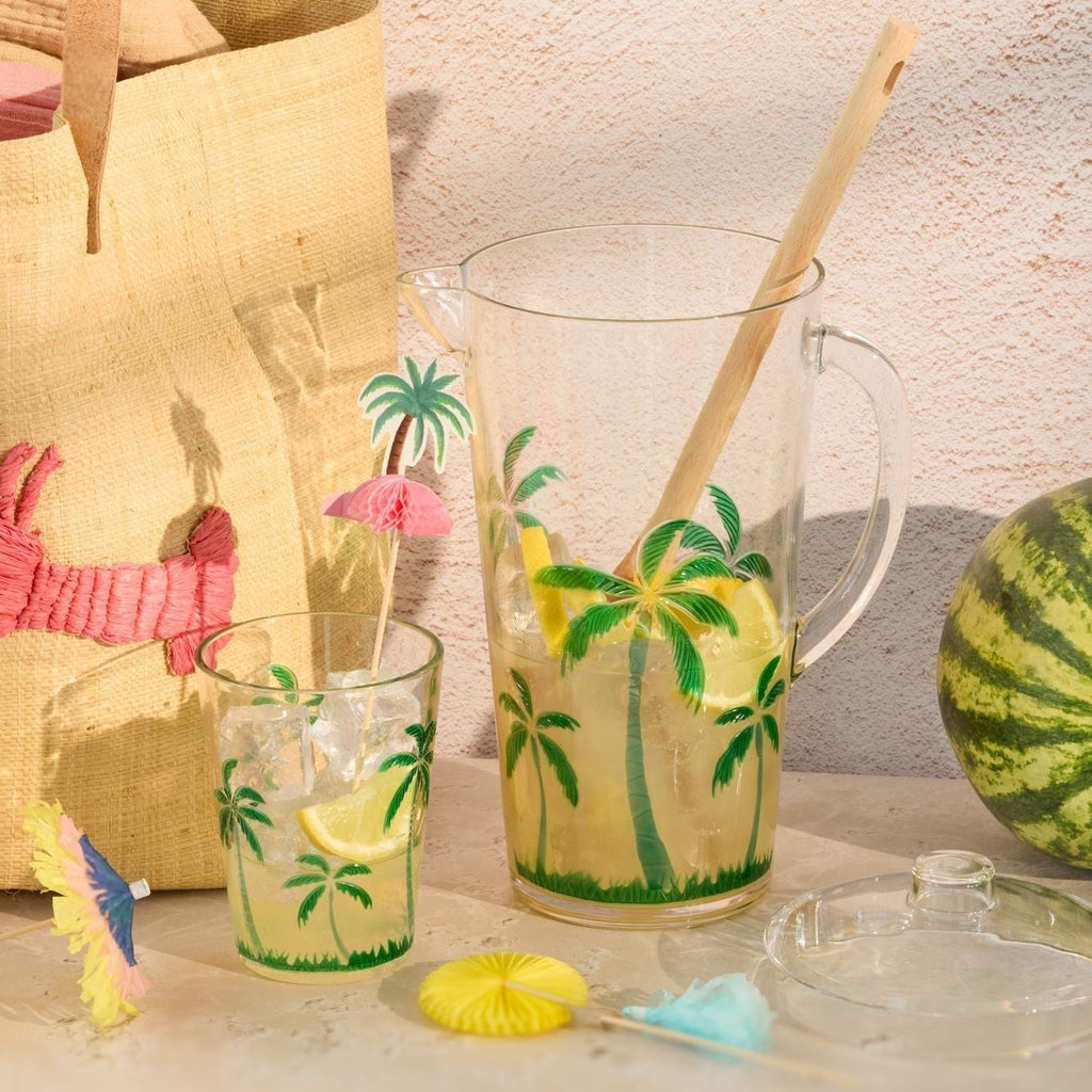 Acrylic Tumbler with Palm Tree Design - Clear - 400 ml