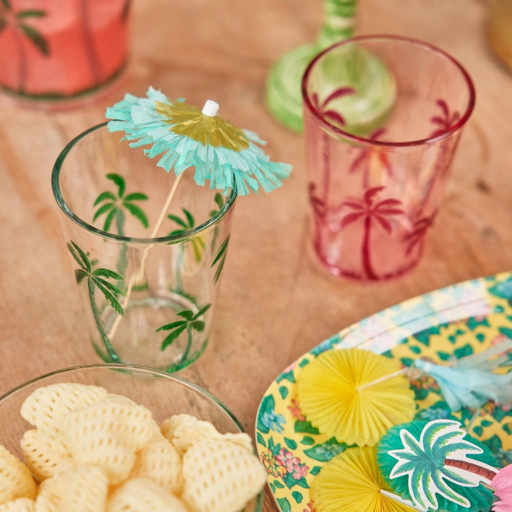 Acrylic Tumbler with Palm Tree Design - Clear - 400 ml