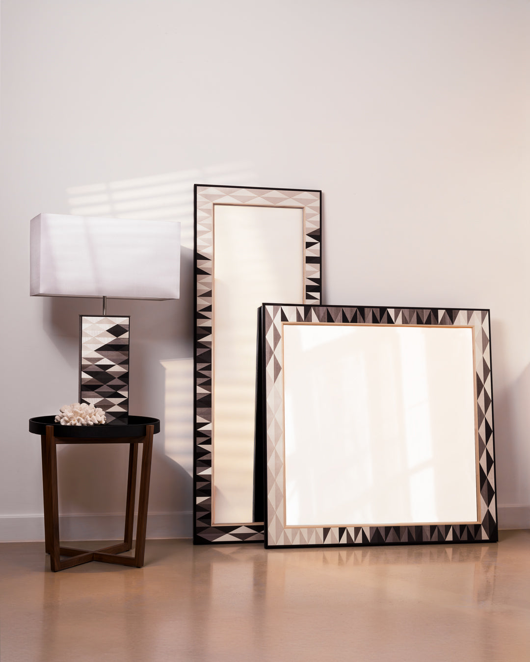 Henley Triangle Monochrome Square Mirror