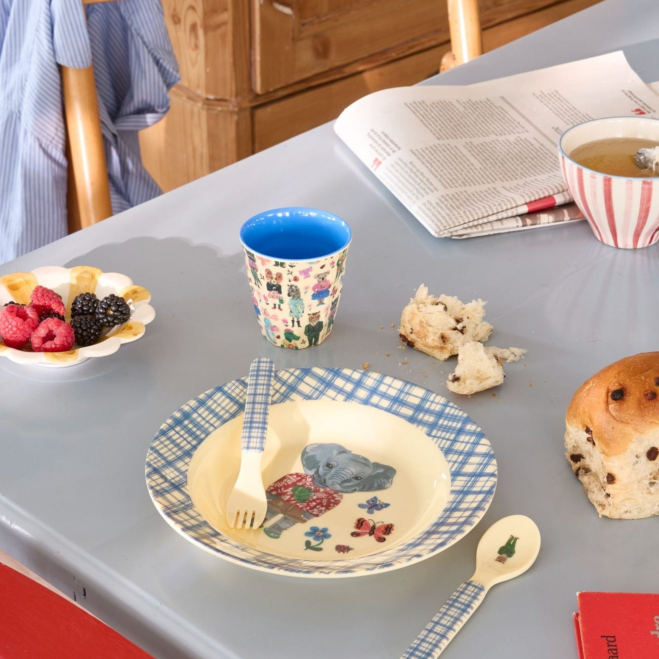 Melamine Kids Bowl with Nathalie Lété Print - Blue- 250 ml