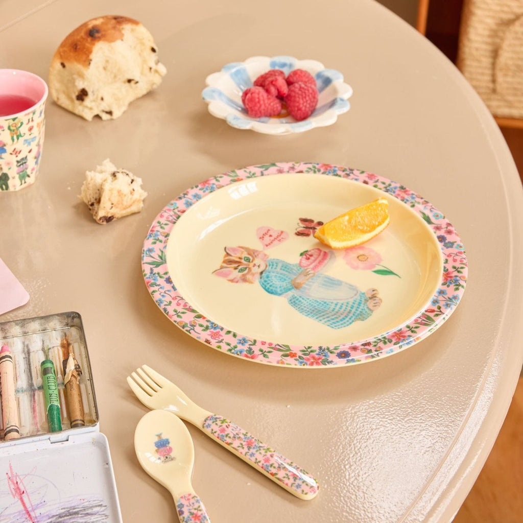 Melamine Kids Lunch Plate with Nathalie Lété Print - Pink