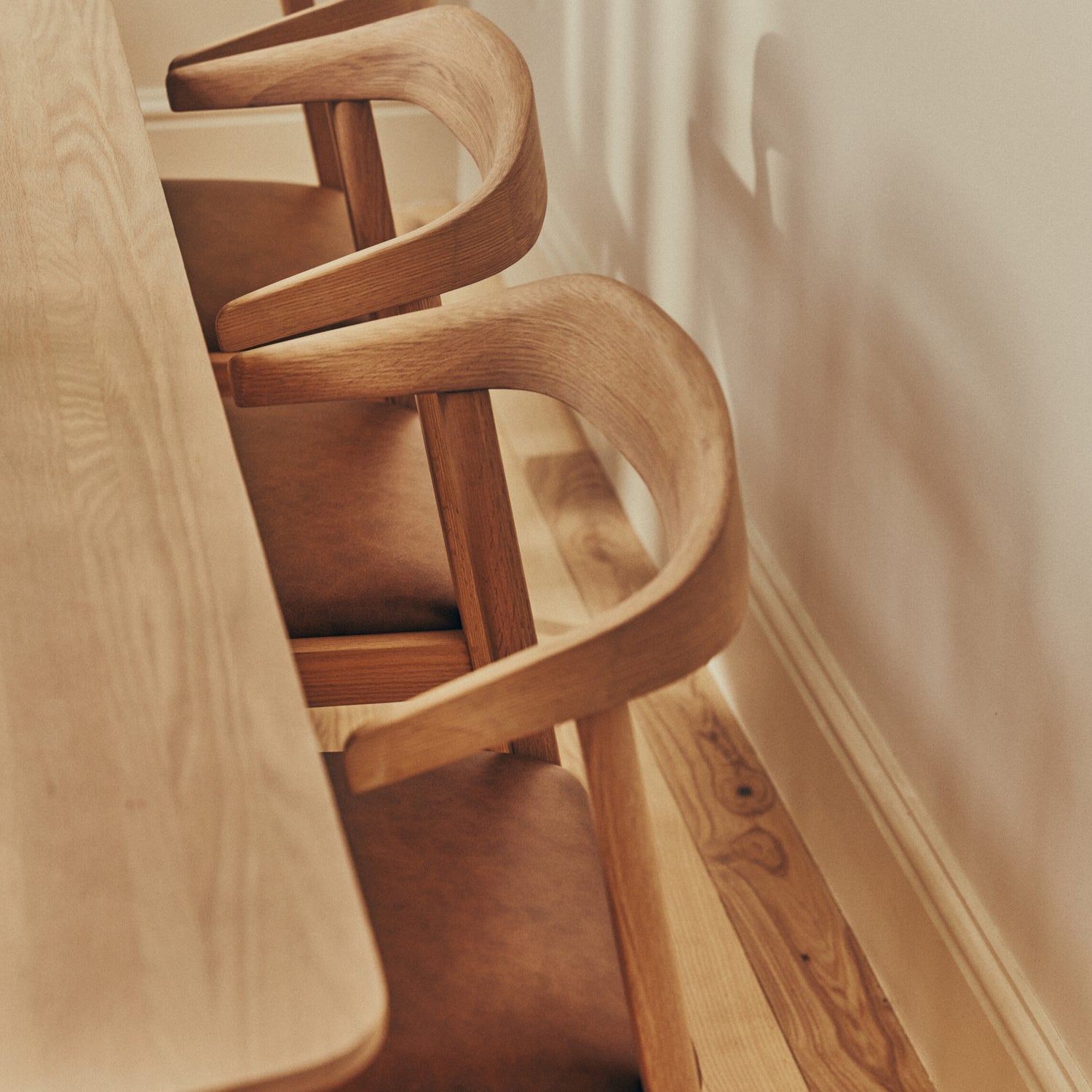 Borough Oak Dining Chair, Tan Leather