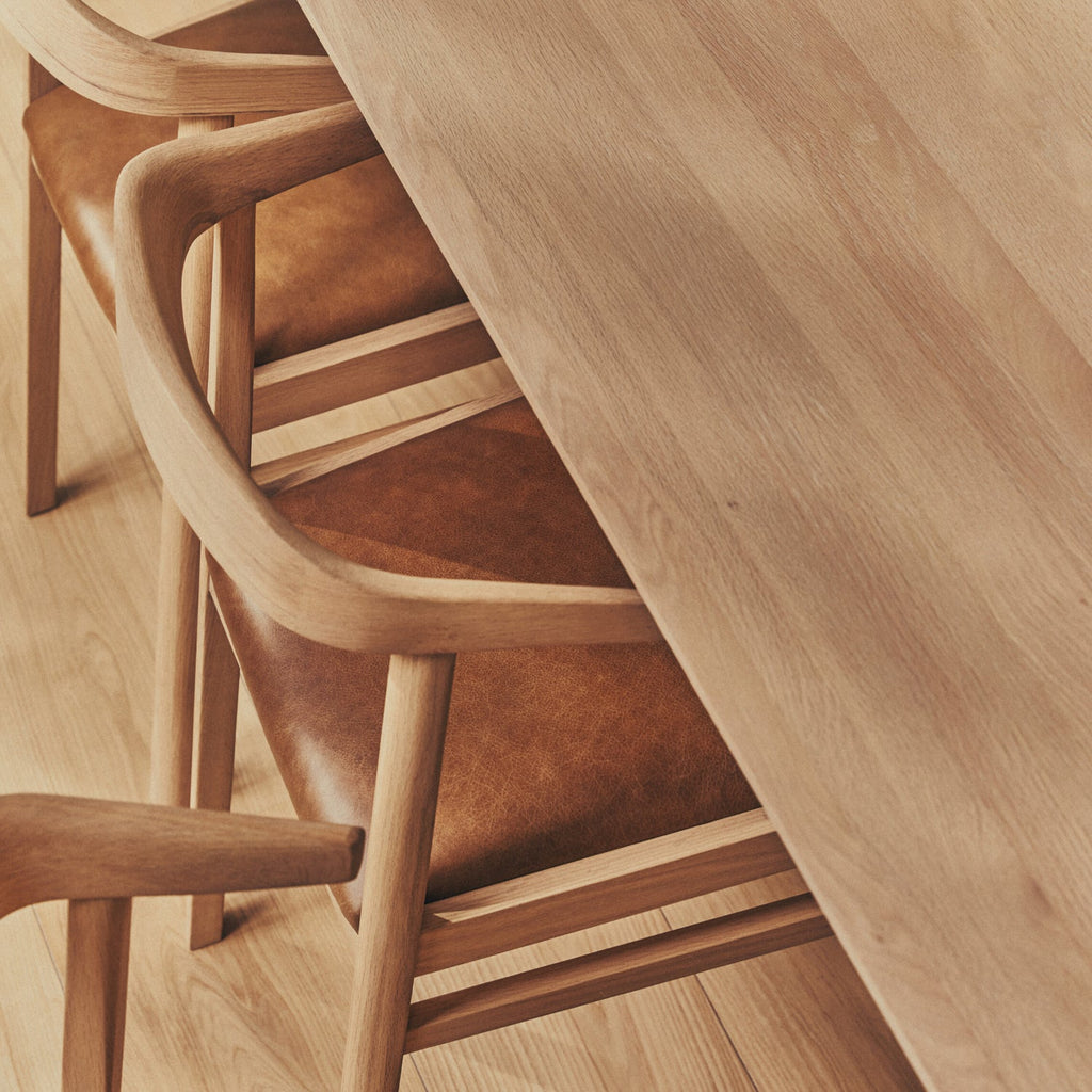 Borough Oak Dining Chair, Tan Leather