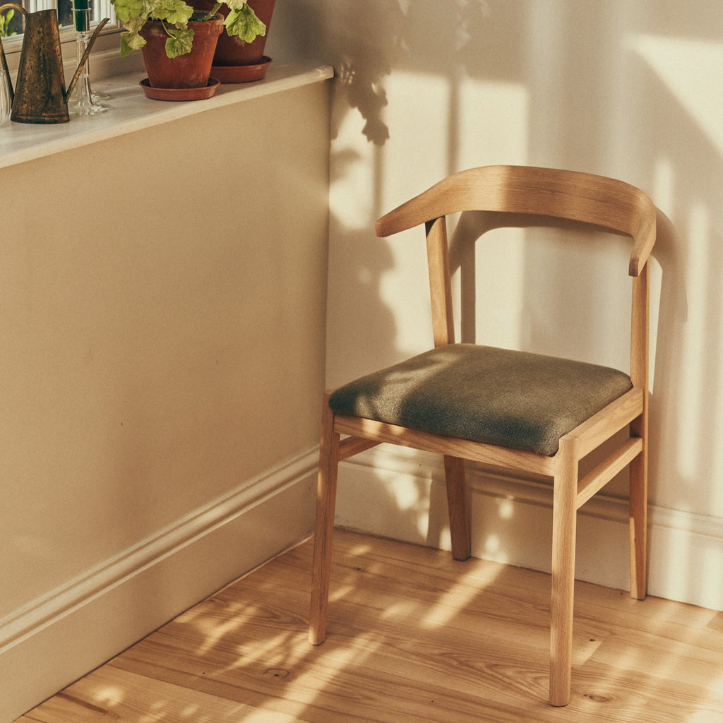 Borough Oak Dining Chair, Signature Linen Moss