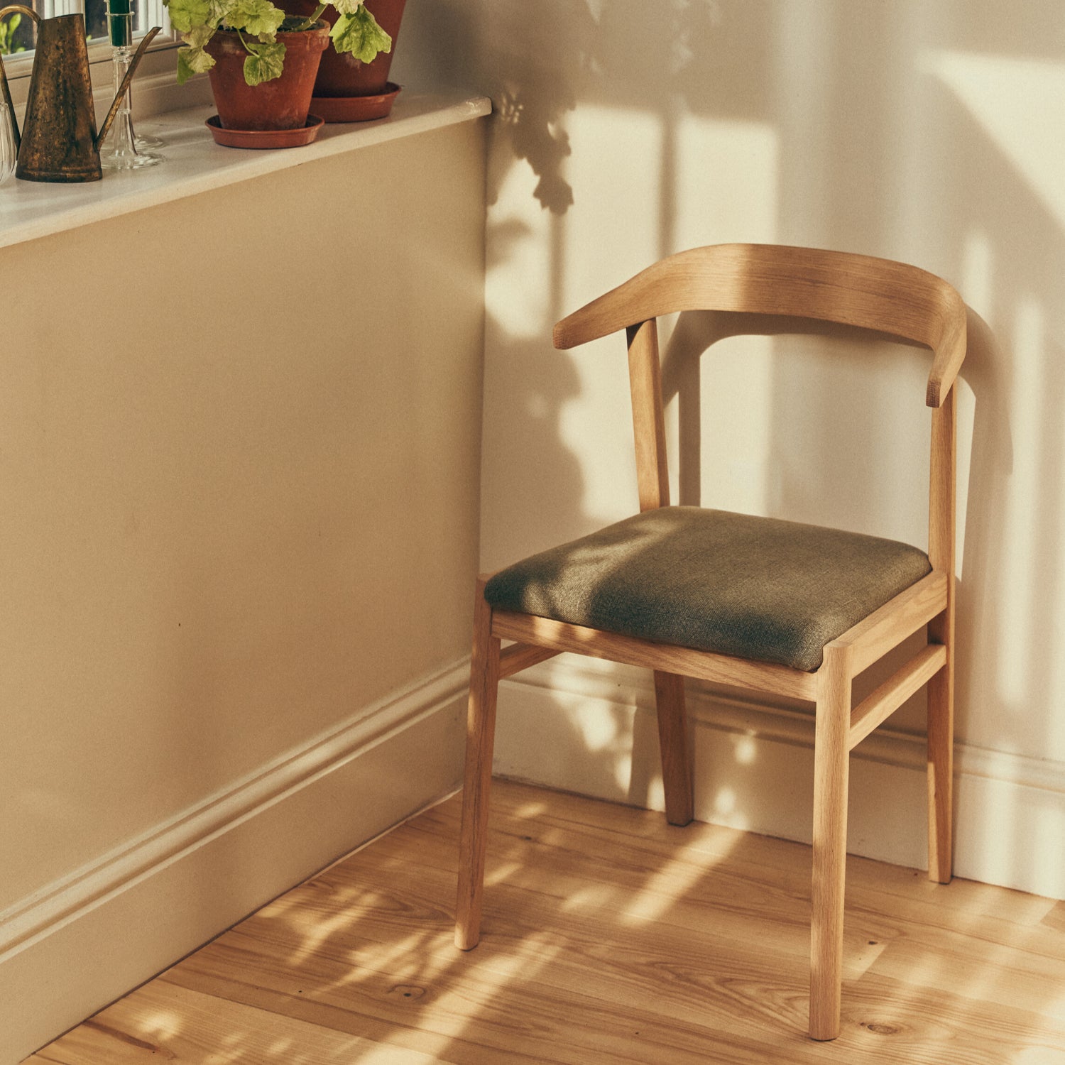 Borough Oak Dining Chair, Signature Linen Moss