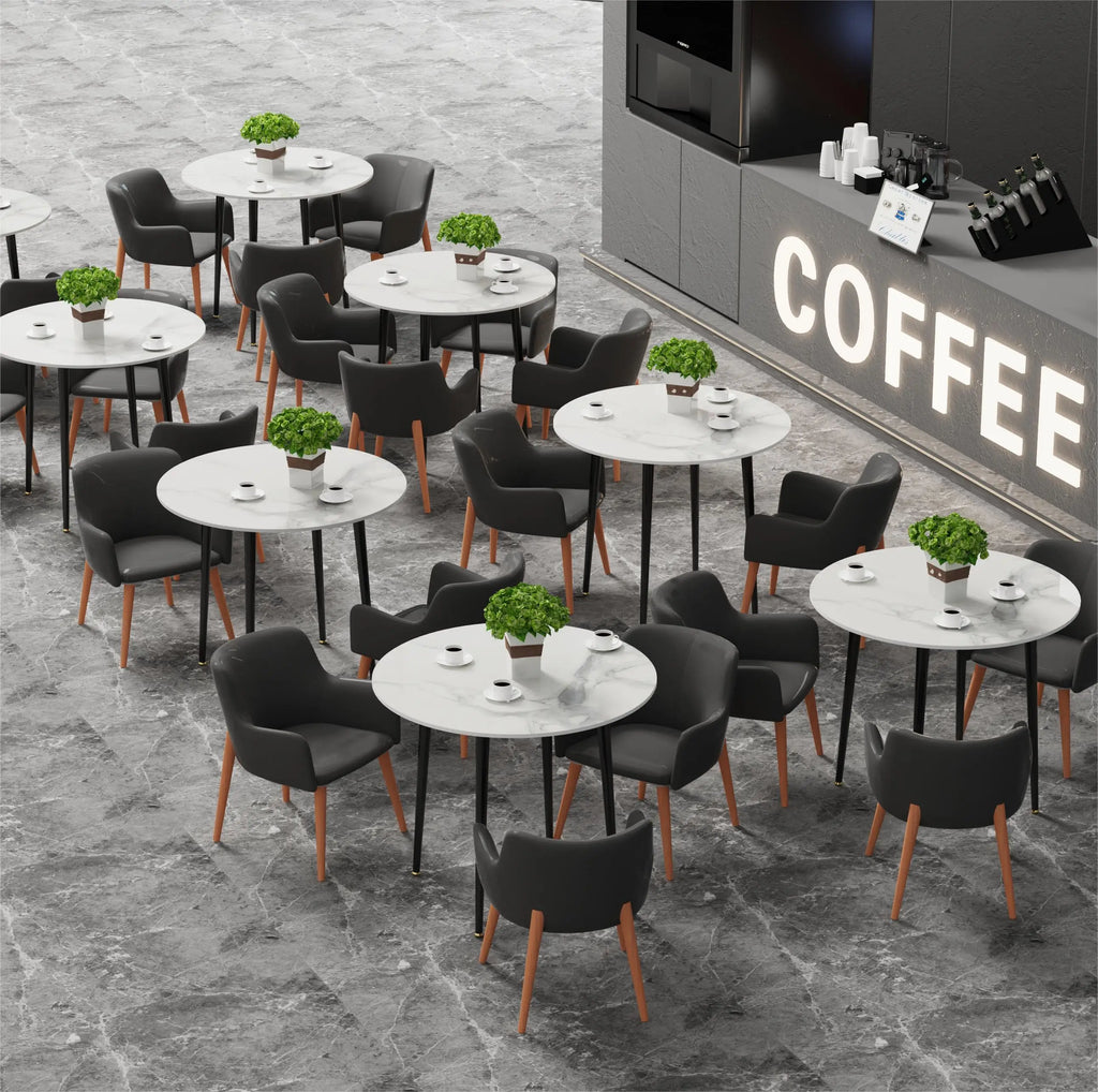 luca Modern Round Kitchen Dining Table Marble Theme Top