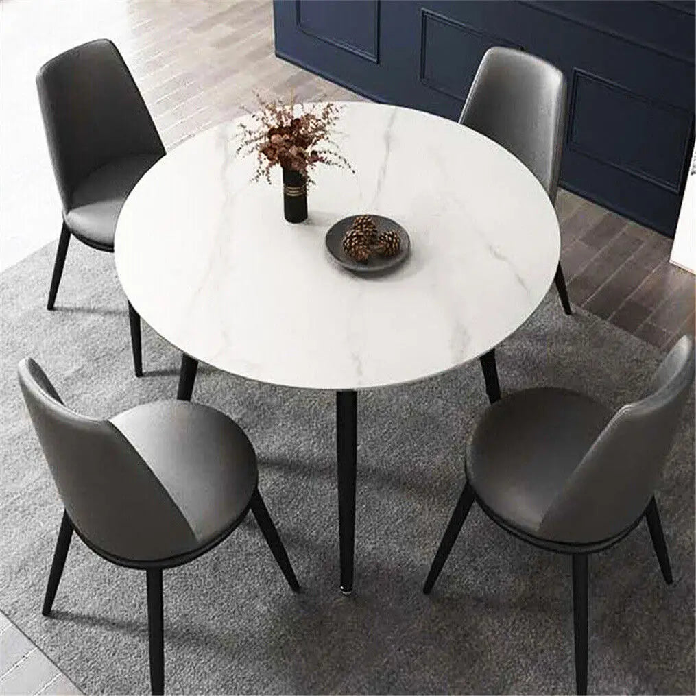 luca Modern Round Kitchen Dining Table Marble Theme Top