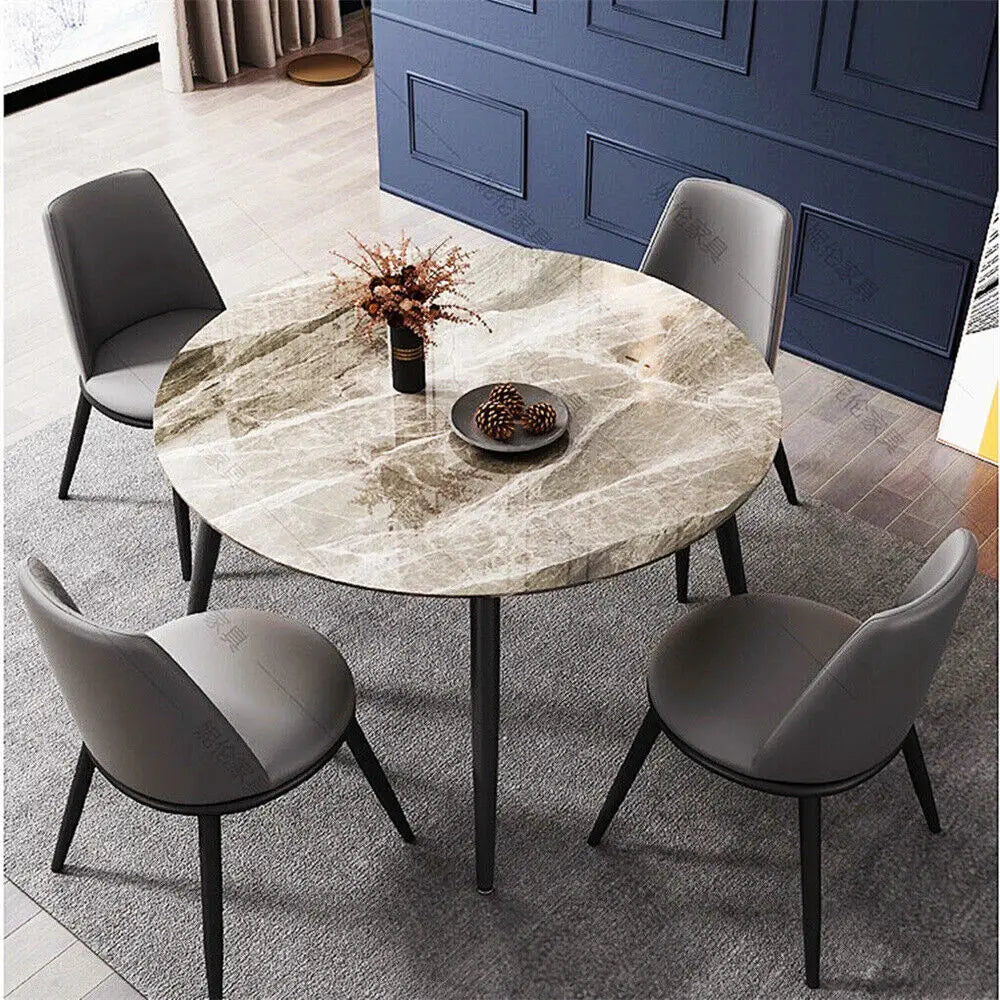 luca Modern Round Kitchen Dining Table Marble Theme Top