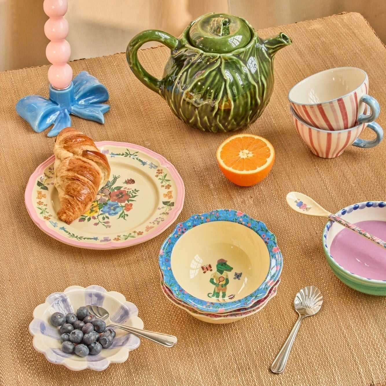 Melamine Vintage Bowl with Nathalie Lété Print - Blue