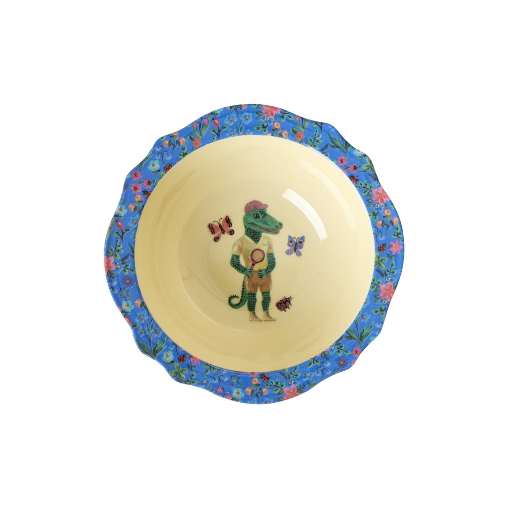 Melamine Vintage Bowl with Nathalie Lété Print - Blue