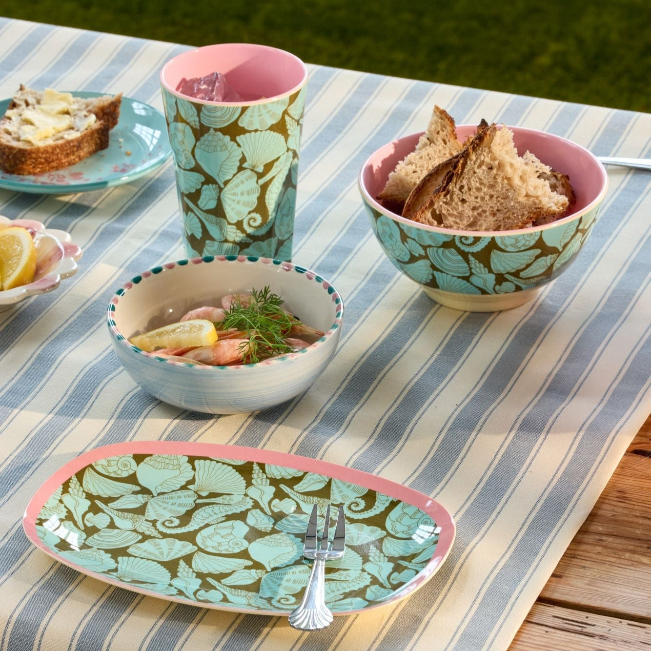 Melamine Rectangular Plate with Seashell Print - Small